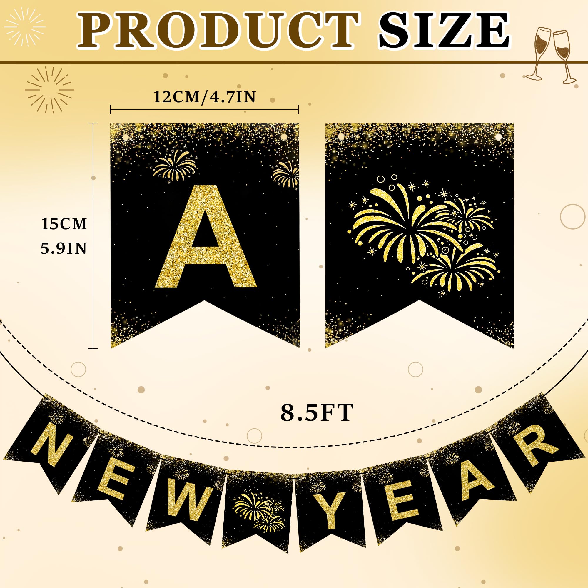 OHOME New Years Decorations 2025 - Happy New Year Banner - New Years Eve Party Supplies - Happy New Year Decorations 2025 | New Years Decorations | New Years Eve Decorations | New Years Party Supplies