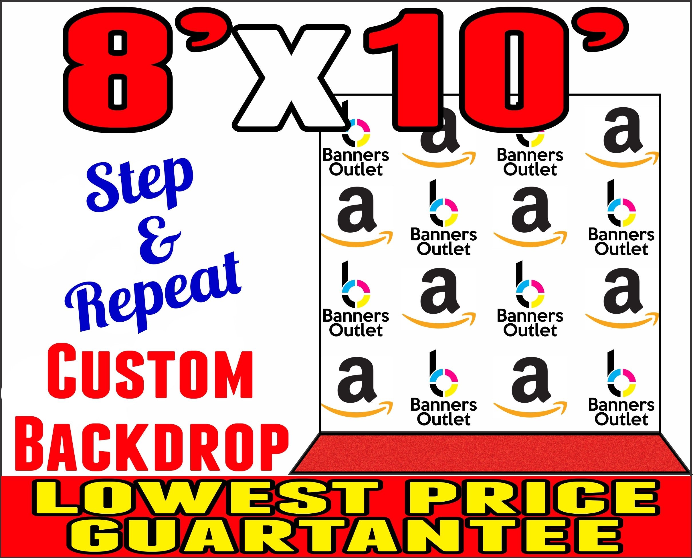 8ft x 10ft Custom Step and Repeat Backdrop Vinyl Banner by Banners Outlet USA