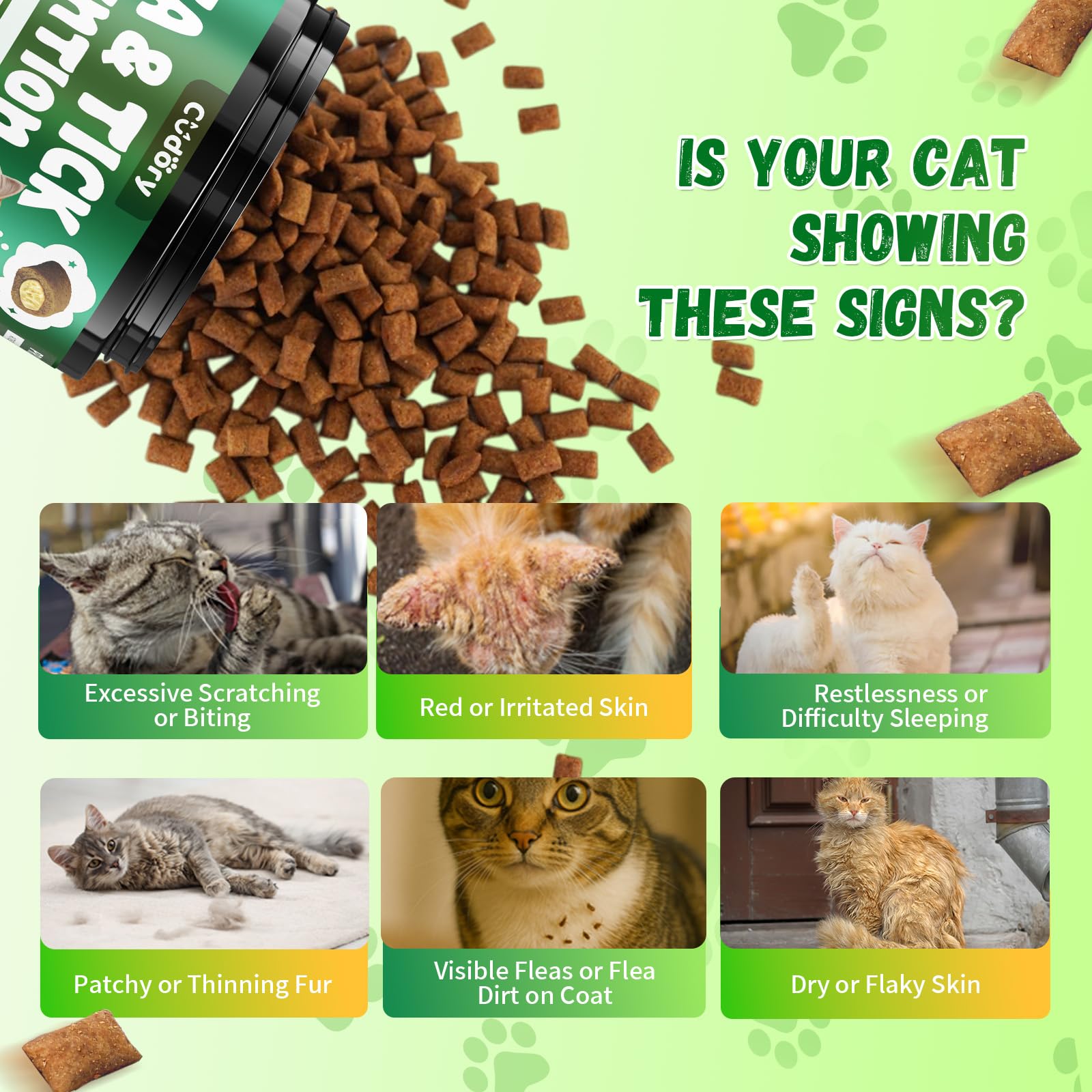 Flea & Tick Support for Cats 500 Crunchy & Creamy Chews Flea & Tick Support for Cats – Natural Herbal Drops with Multivitamin