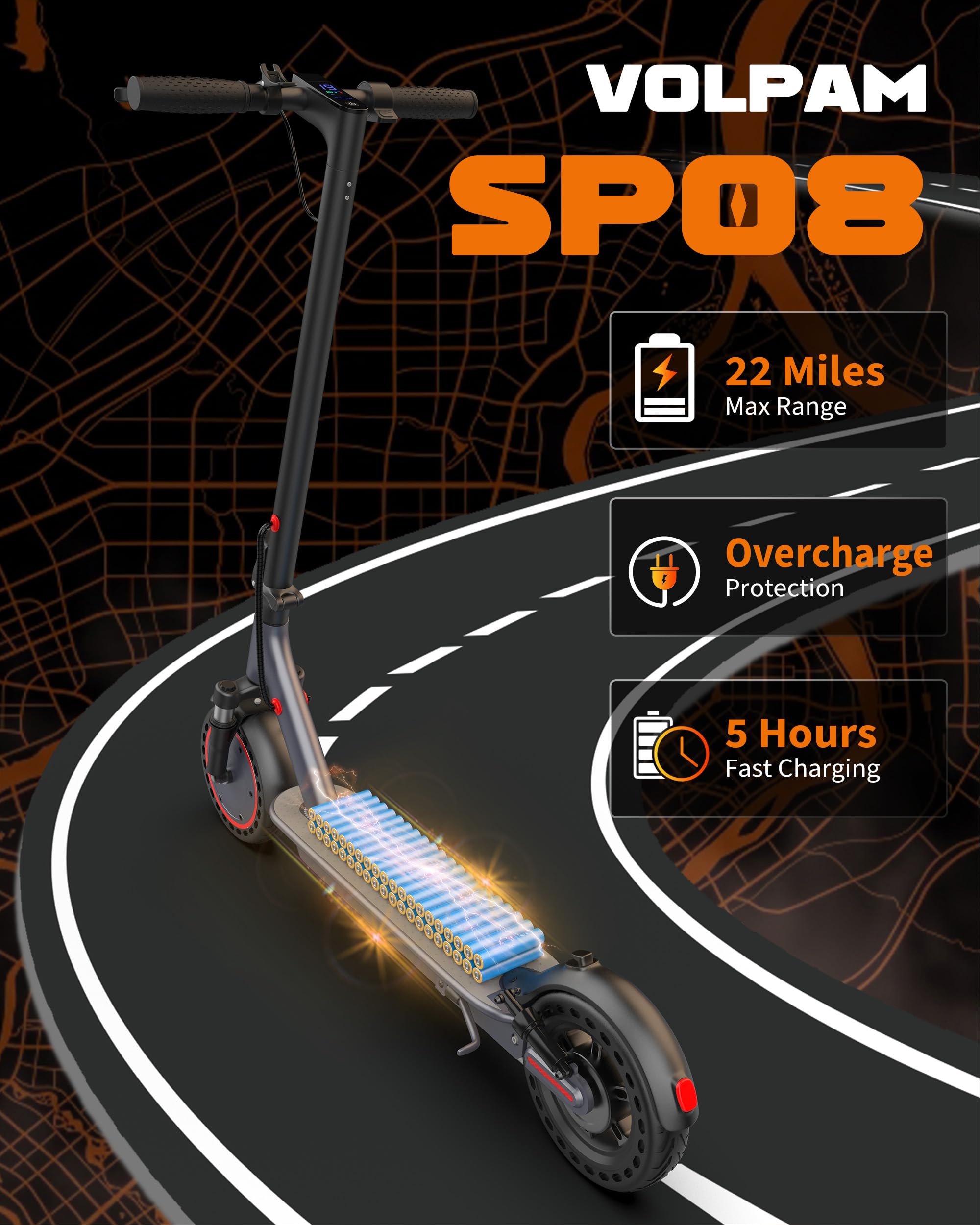 VOLPAM 10Inch Electric Scooter for Adult, Dual Suspension, 21/31MPH Top Speed, 500W/800W Powerful Motor, 22/31 /35/40/60Miles Long Range, Dual Braking, Max Load 264 lbs