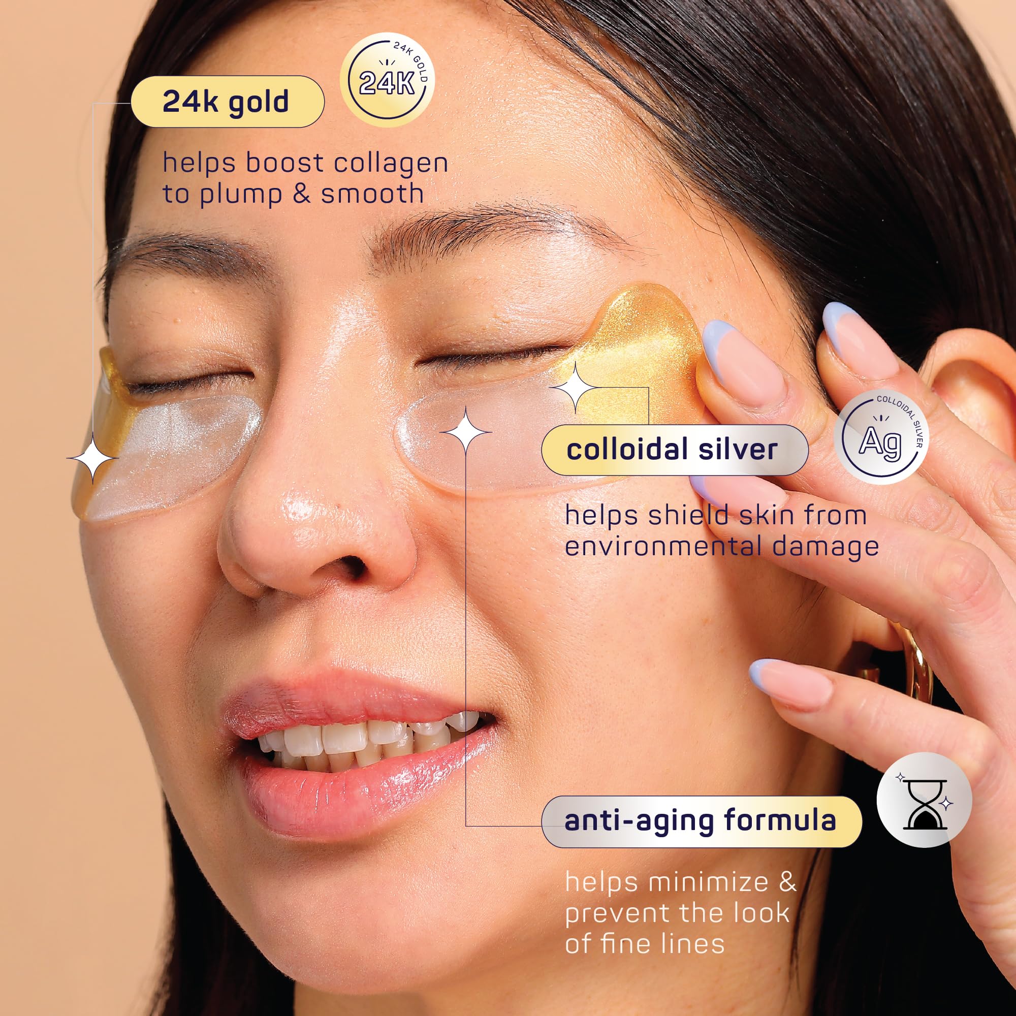 SpaLife Beauty Anti-Aging Under Eye Masks | Hydrogel Eye Patches for Fine Lines, Dryness, & Dullness with 24K Gold, Colloidal Silver | 2-in-1 Skincare Treatment | 48 Pairs