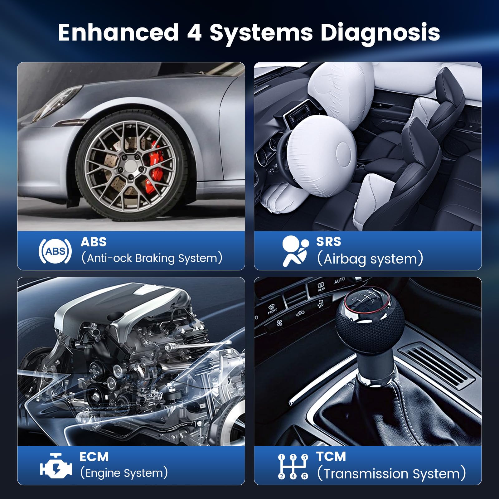 MUCAR OBD2 Scanner, Car Scanner Diagnostic Tool with 4 Systems (ABS SRS ECM TCM) and 5 Reset Services (Oil EPB SAS TPMS ETS), 5" HD Touchscreen and Update Free Lifetime