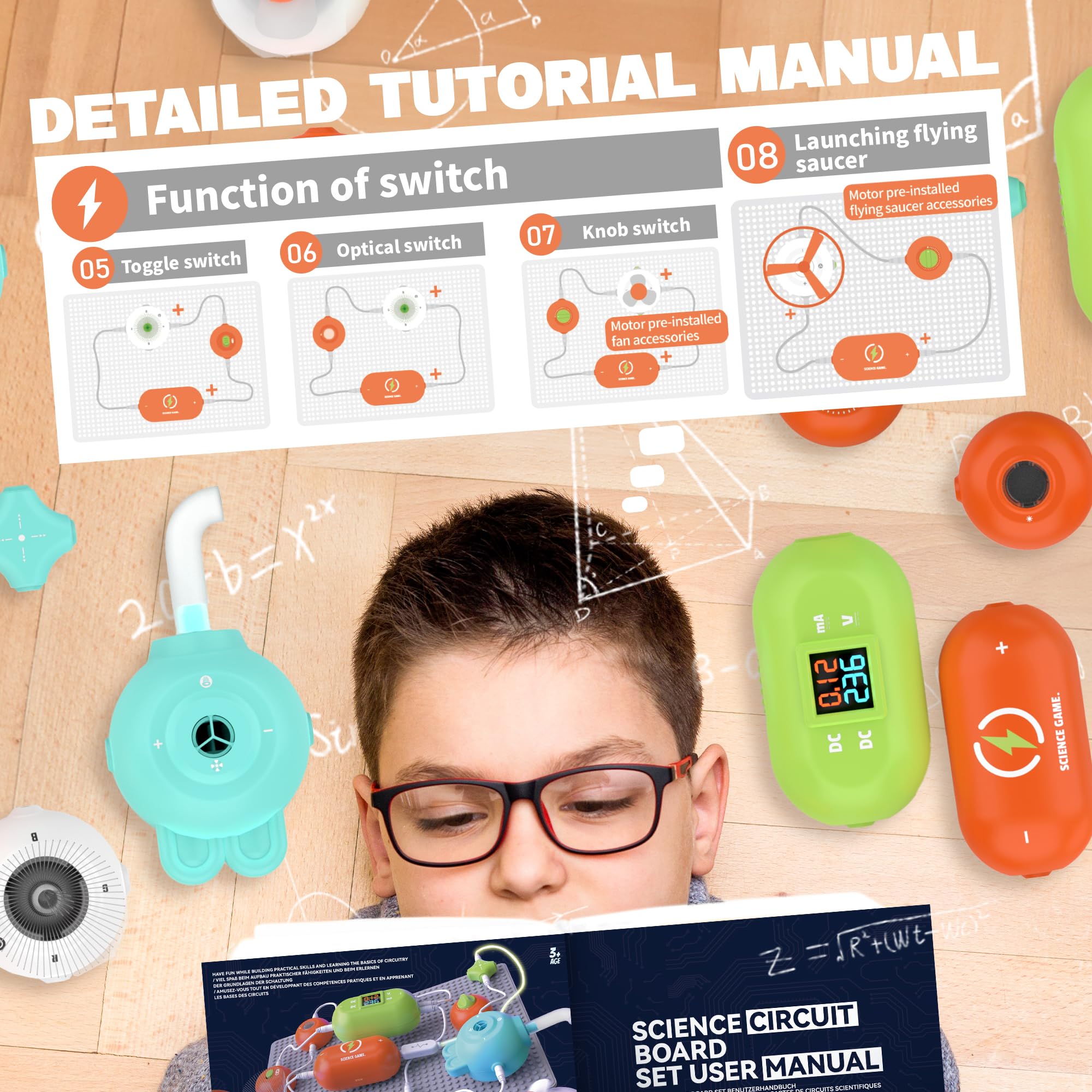 SMILESSKIDDO Science Kits for Kids - STEM Kits for Kids, Electronics Exploration Kit, Over 400 Projects, 35 Circuit Parts, STEM Educational Toy Gifts for Kids Boys Girls Ages 3 4 5 6 7 8 9 10 11 12