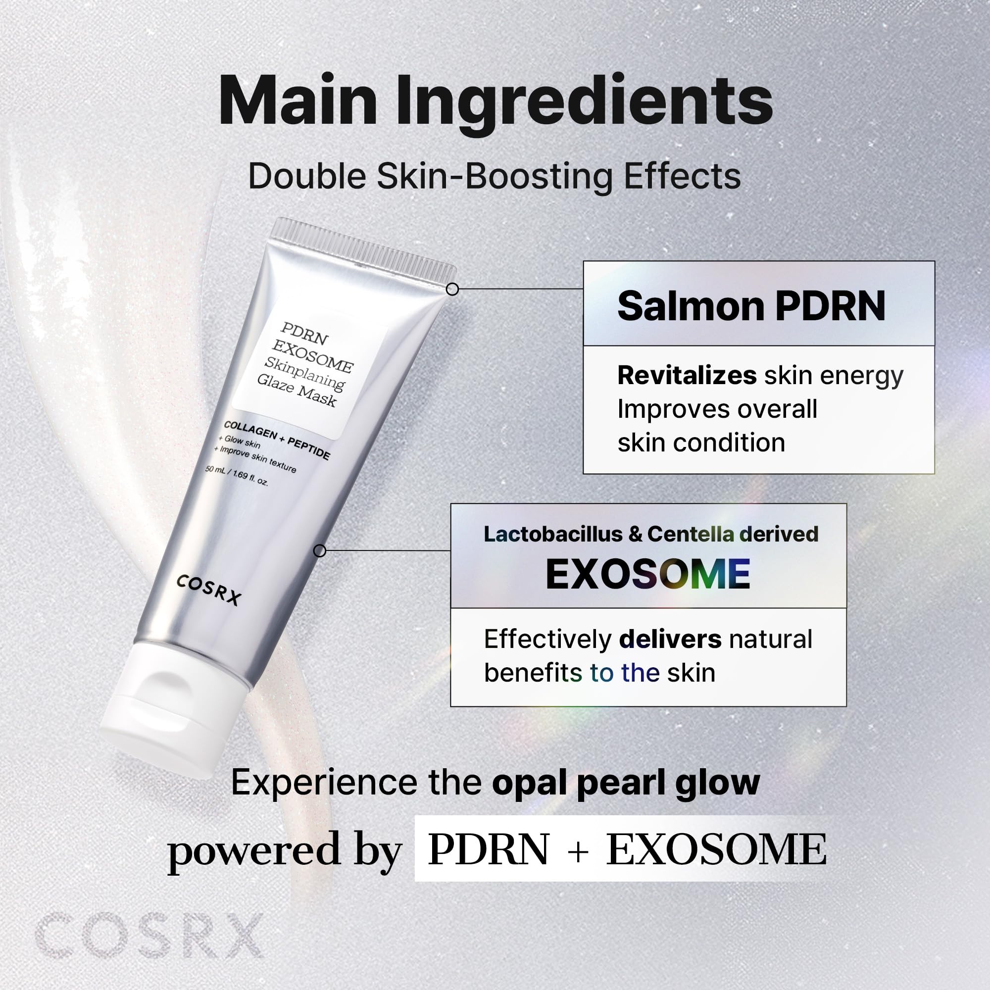 COSRX PDRN EXOSOME Glaze Wrapping Mask with SALMON DNA PDRN, Easy Peel-Off Overnight Mask for Glass Skin, Firmness, Elasticity & Skin Texture Care,1.69 fl. Oz, Korean Skin Care
