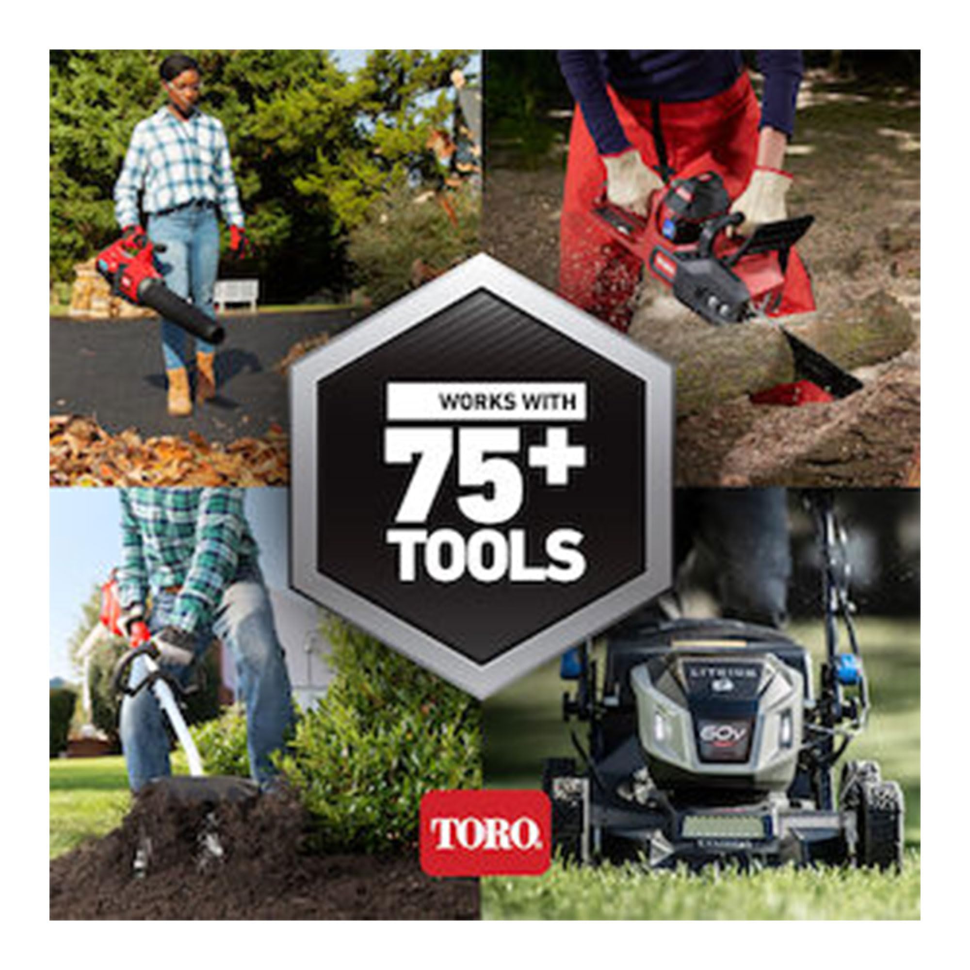 Toro Flex Force Power System 60 Volt Max 2.5 Ampere Hours Yard Tools Lithium Ion L135 Battery with 4 LED On Board Power Meter, Black/Red