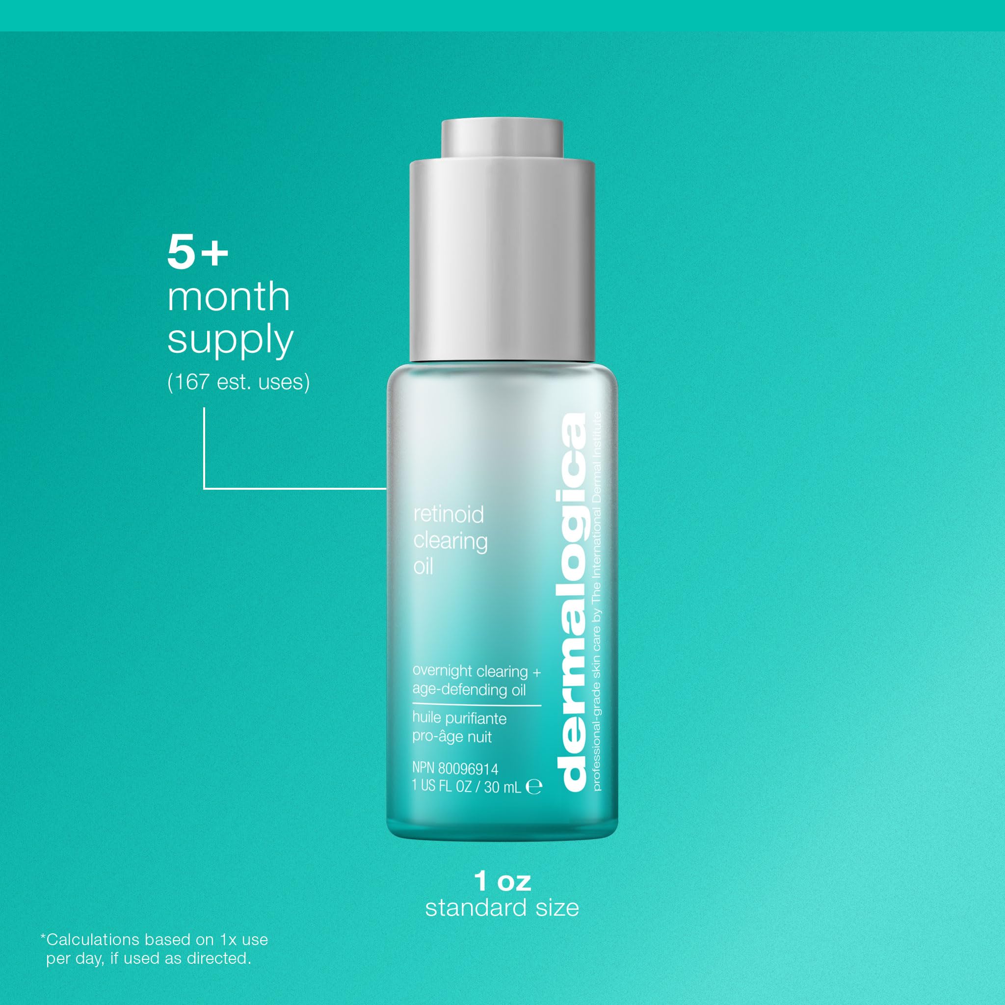 Dermalogica Retinol Clearing Oil Face Serum with Salicylic Acid - Anti-Aging Acne Treatment That Delivers Clearer, Vibrant Skin by Morning, (1 Fl Oz)