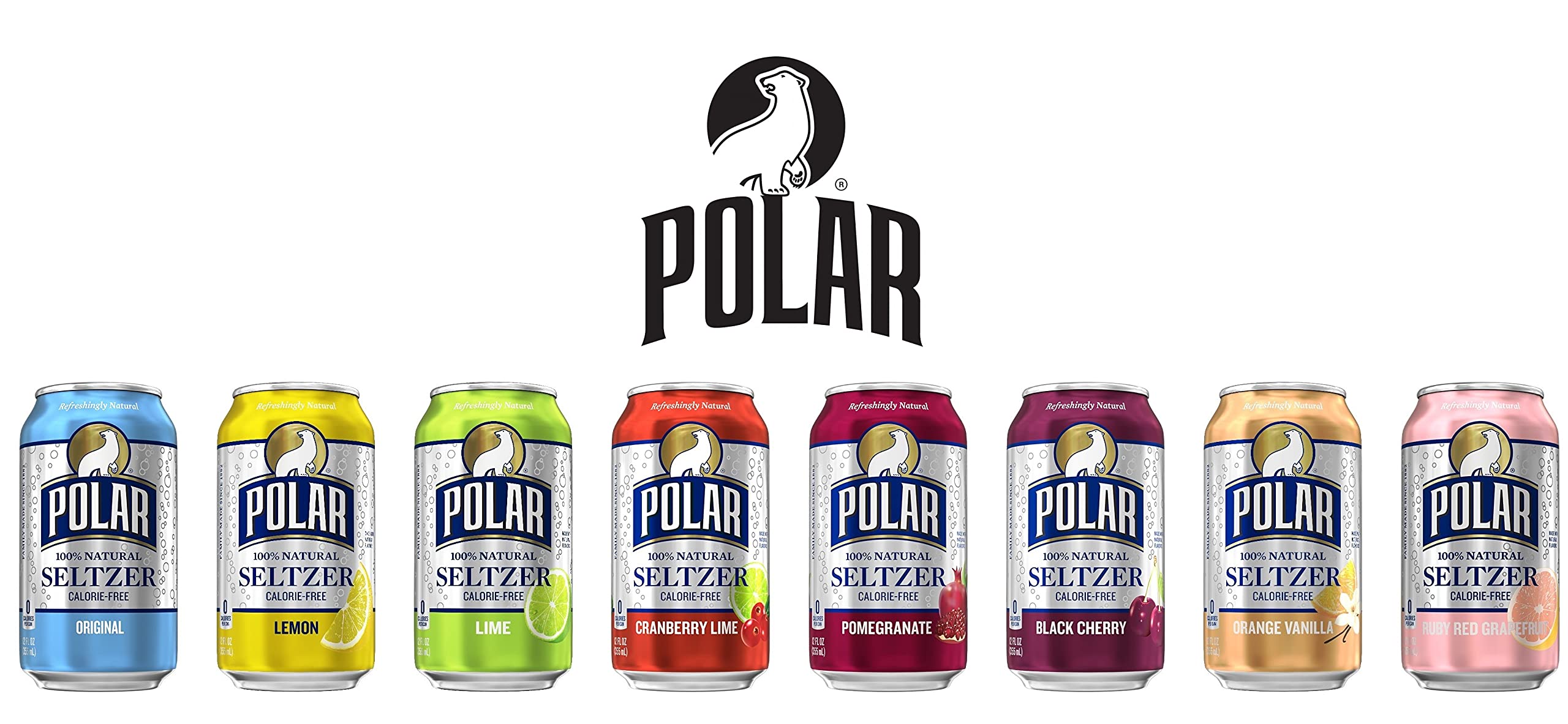 Polar Beverages All Flavor Variety Pack | Carbonated Flavored Sparkling Water, 12 Fl Oz Cans, Natural Flavors | Pack of 15