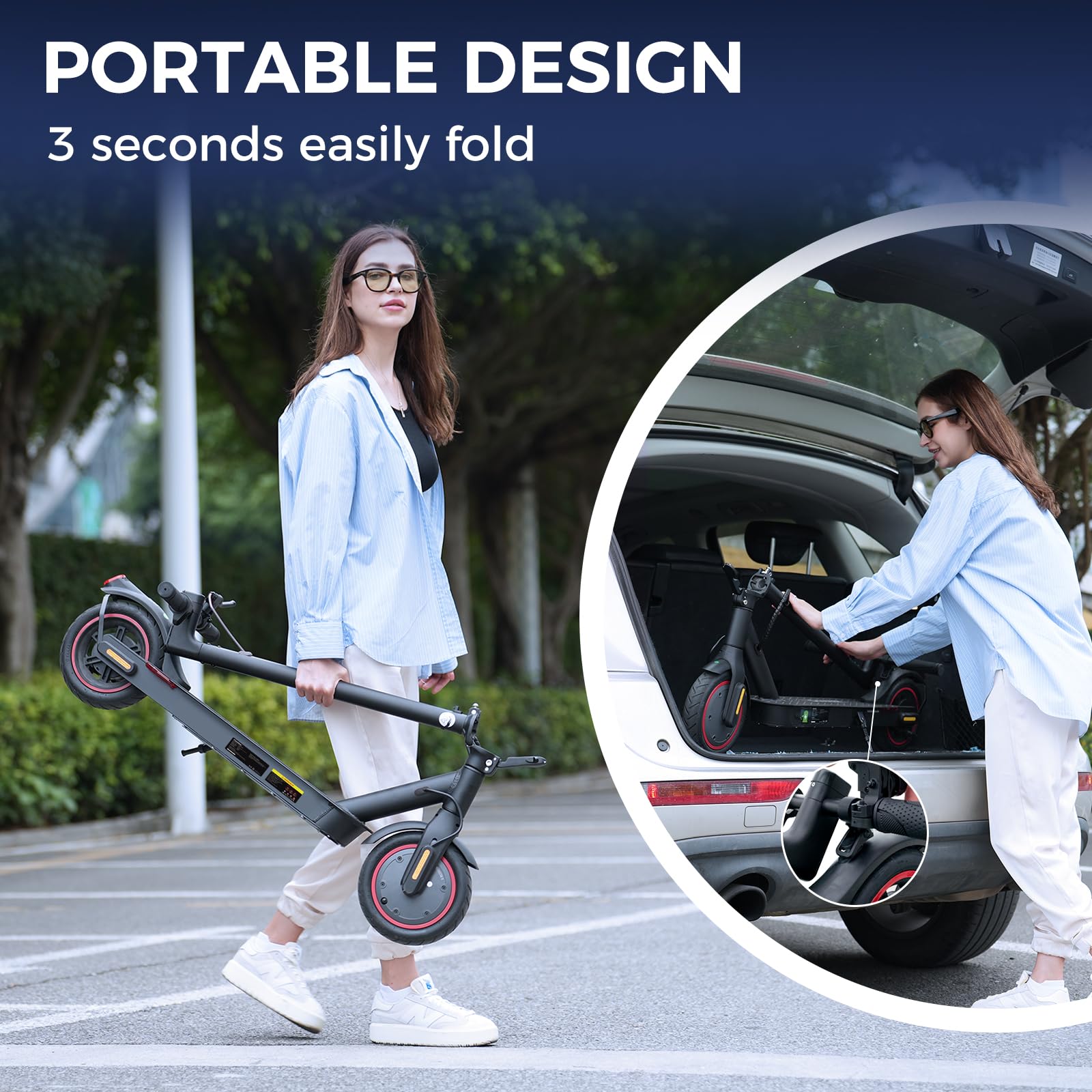 HopCycle Electric Scooters - 500W Adult Electric Scooter, 18 MPH Top Speed, 8.5'' Tires,21 Miles Long Range, Portable E Scooter for Adults and Teens