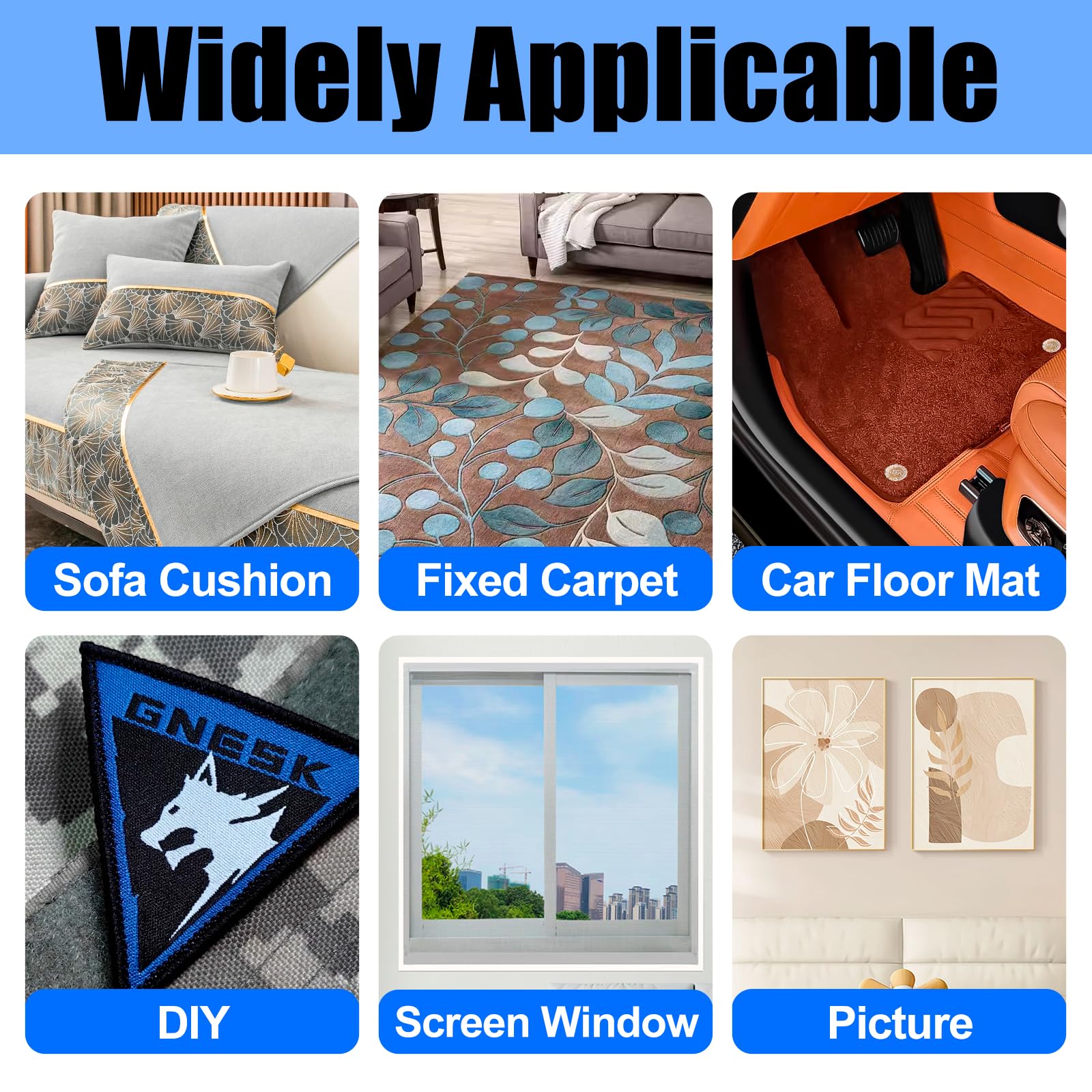 PHIXBEAR 2" x 8.2' Industrial Strength Hook and Loop Tape, Made of 3M Adhesive Backed Heavy Duty Strips for Couch Cushions, Wall Mounting, Home & Office – Black