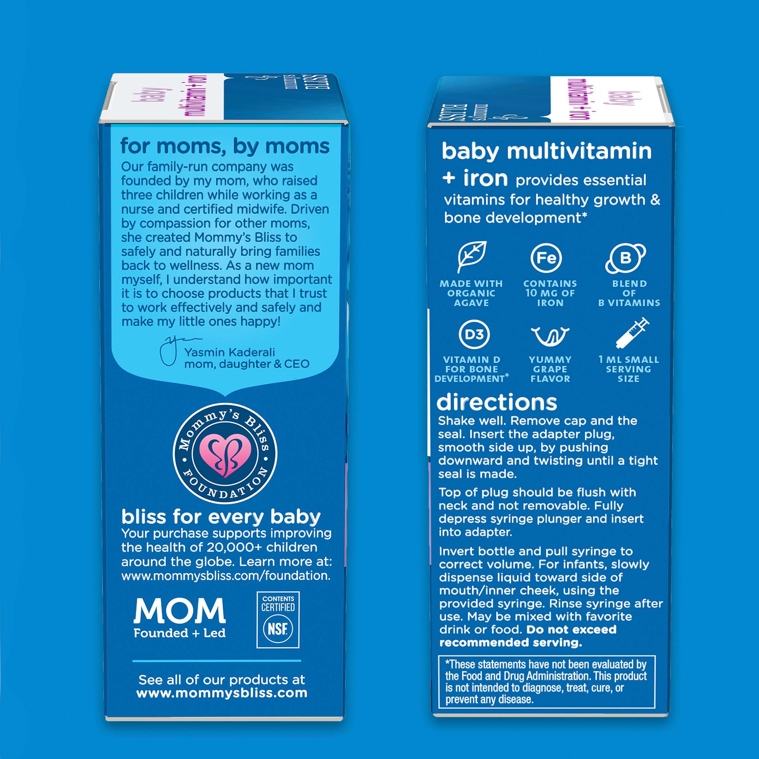 Mommy's Bliss Baby Multivitamin + Iron, Daily Essential Vitamins for Immune Support, Healthy Growth & Bone Development*, Age 2 Months+, 30 ml, Liquid