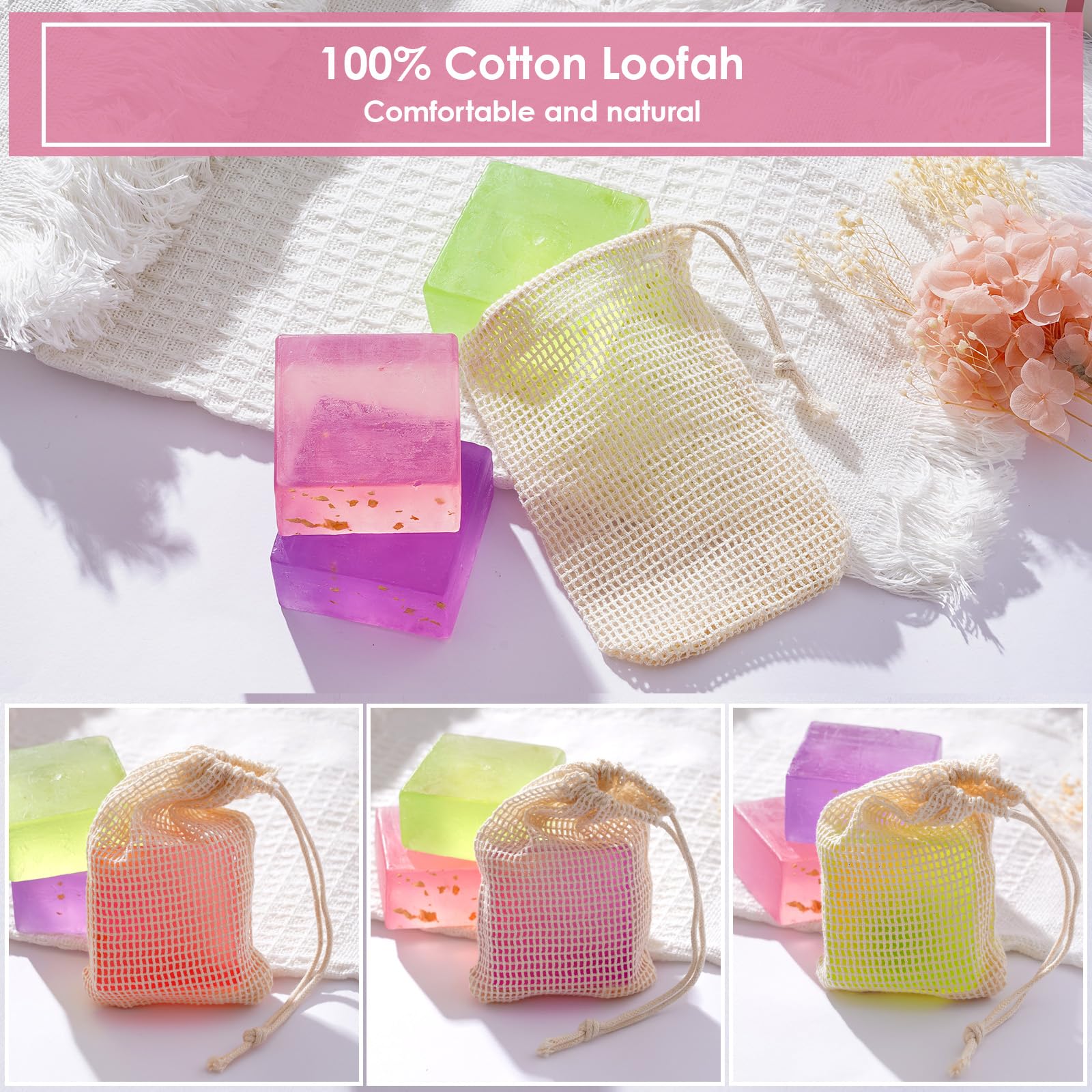 ToiyBosm Inspirational Gifts for Women, Thinking of You Gifts, Self Care Gifts for Women, Bath & Body Handmade Soap Gift Set for Women, Mom, Sister(Rose,Lavender, Green Tea-300g)