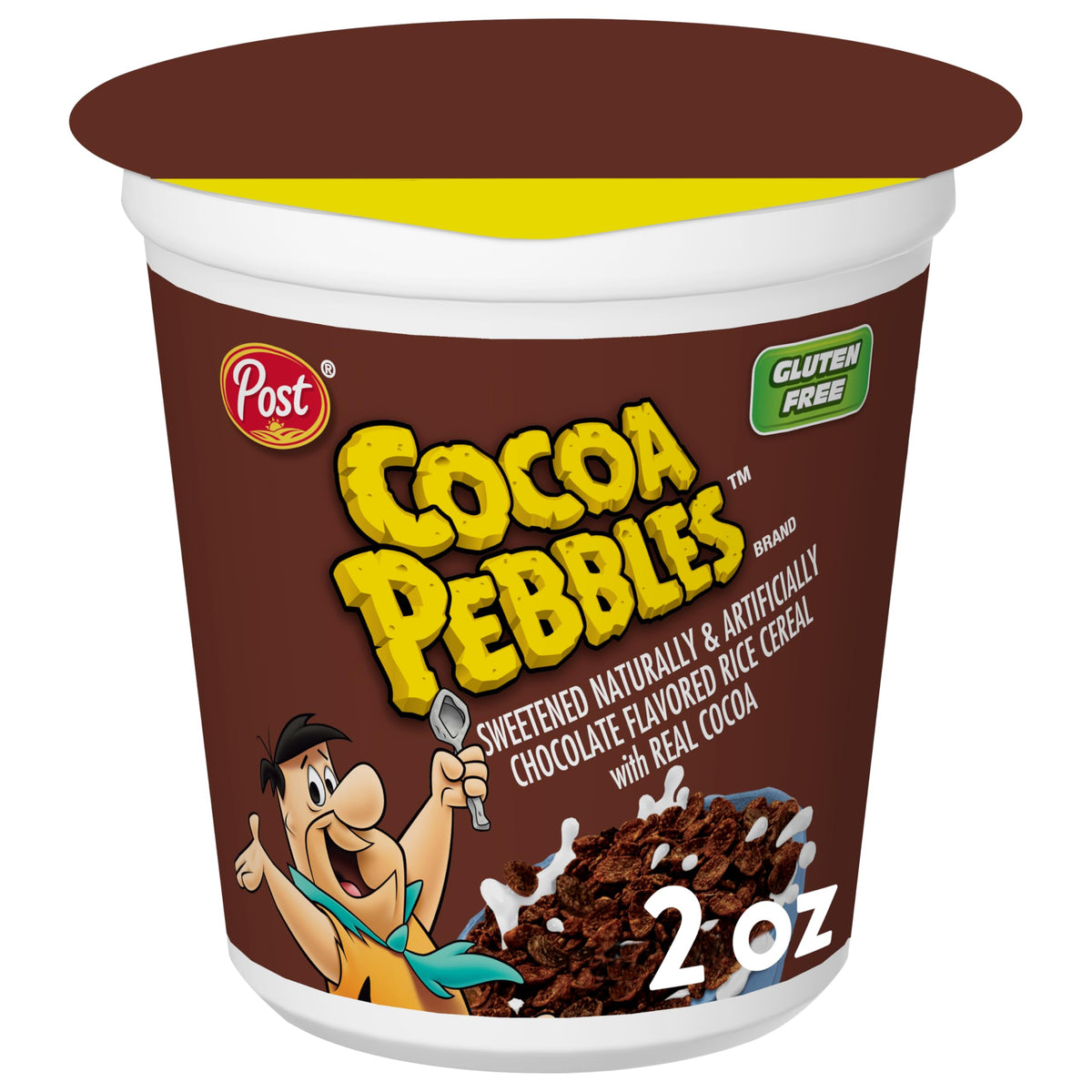 Post Cocoa PEBBLES Breakfast Cereal, Portable Individual Cereal Cups To Go, Gluten Free Cereal, 2.0-Ounce (Pack of 12)