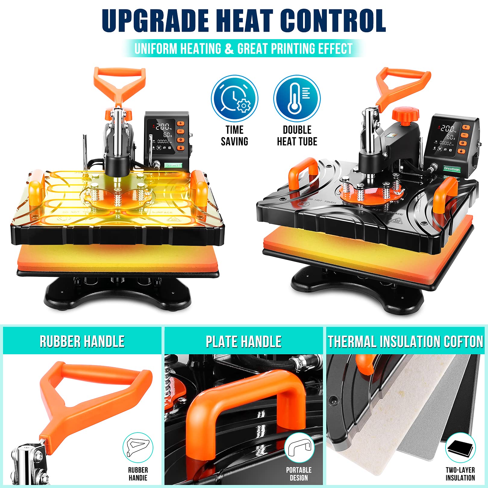 AKEYDIY Upgraded Heat Press Machine 8 in 1 Combo,Digital Multifunction Shirt Press Machine for T Shirts12"X15" Sublimation Machine 360-Degree Swing Away Dual-Tube Heating for DIY T-Shirts Cap & Mugs