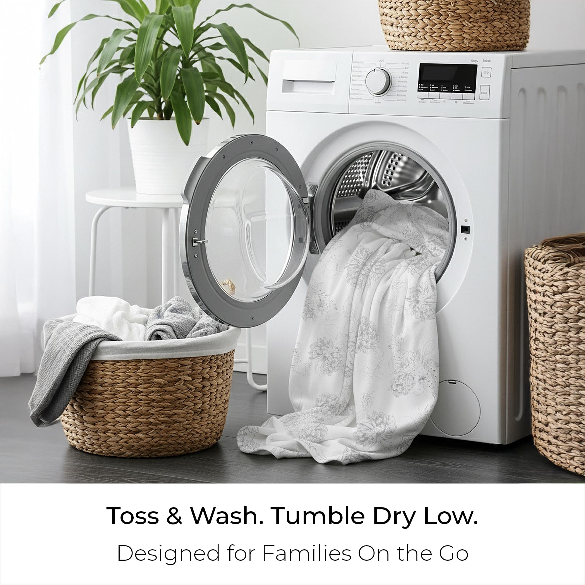 Mellanni Flannel Bed Sheet Set - 4 Piece Luxury 100% Heavyweight 180GSM Cotton - Cozy, Soft & Breathable - Deep Pockets with All-Around Elastic - Warm & Comfortable (Queen, Floral Feathers)