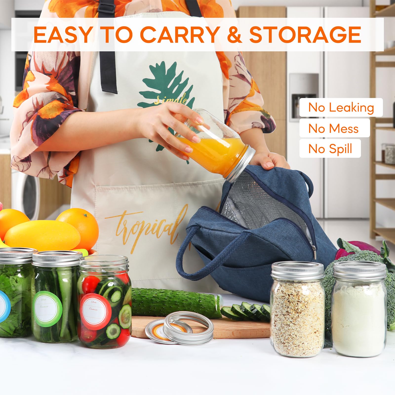 Glass Mason Jars with Lids and Bands 16 oz - 15 Pack Regular Mouth Canning Jars for Food Storage, Pickling, Meal Prep, Overnight Oats, Dry Food & DIY Crafts - Includes 24 Stickers & Brush