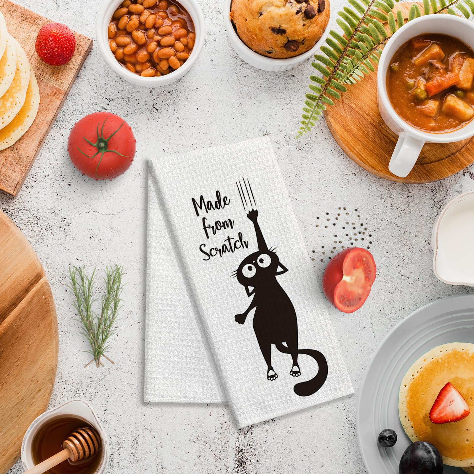 zcyhtqp Made from Scratch,Funny Kitchen Towels,Funny Dish Towels with Sayings,Dish Towels for Kitchen Decor,New Home Housewarming Gifts,Chef Gift,Cat Kitchen Towel,Cat Lover Gift,Cat Mom