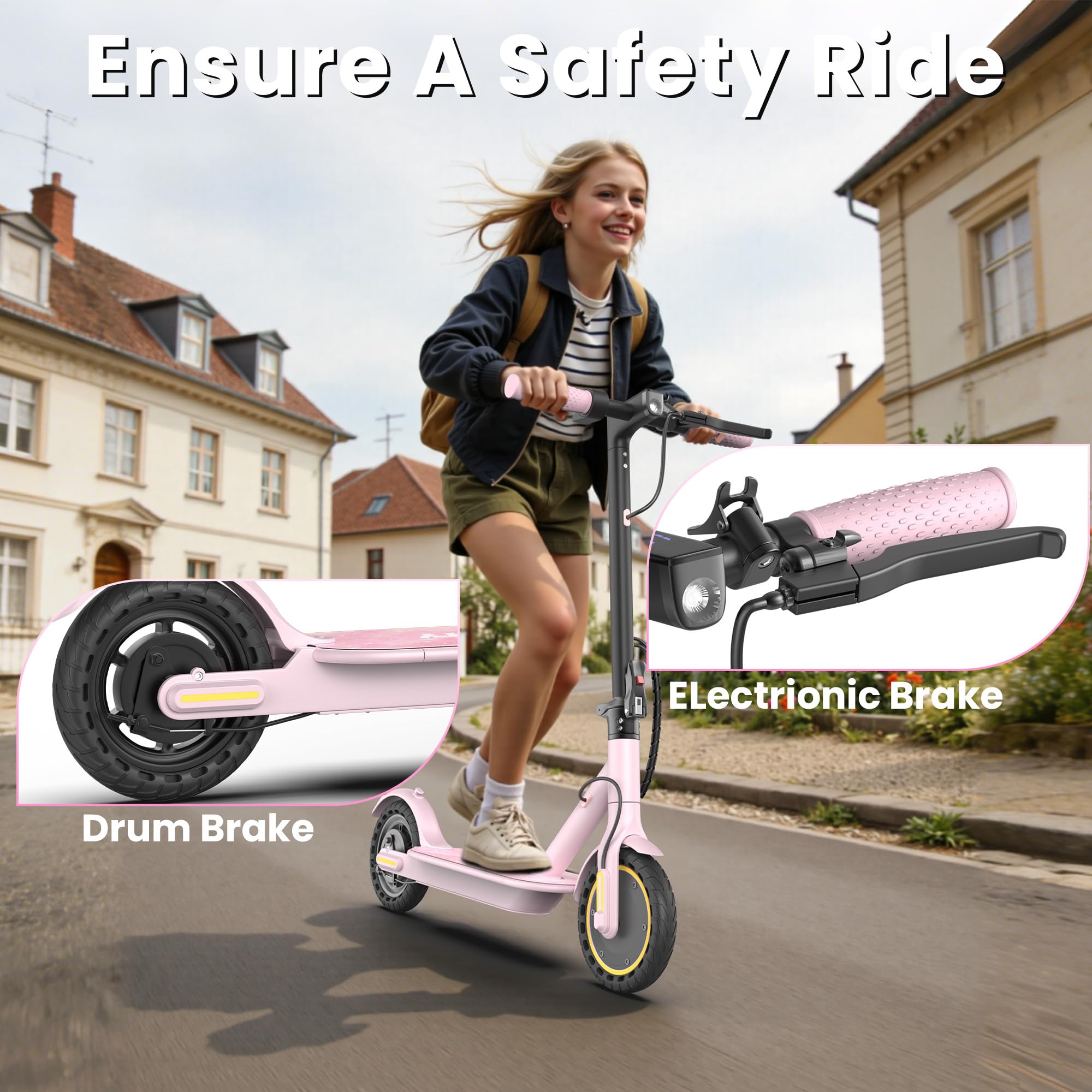 WERHY Foldable Electric Scooter, 350W Motor, Max 12Miles Long Range, 19 MPH Max Speed, 8.5" Solid Tire, Lightweight Foldable E-Scooter with Dual Braking, Digital Display, Cruise Control
