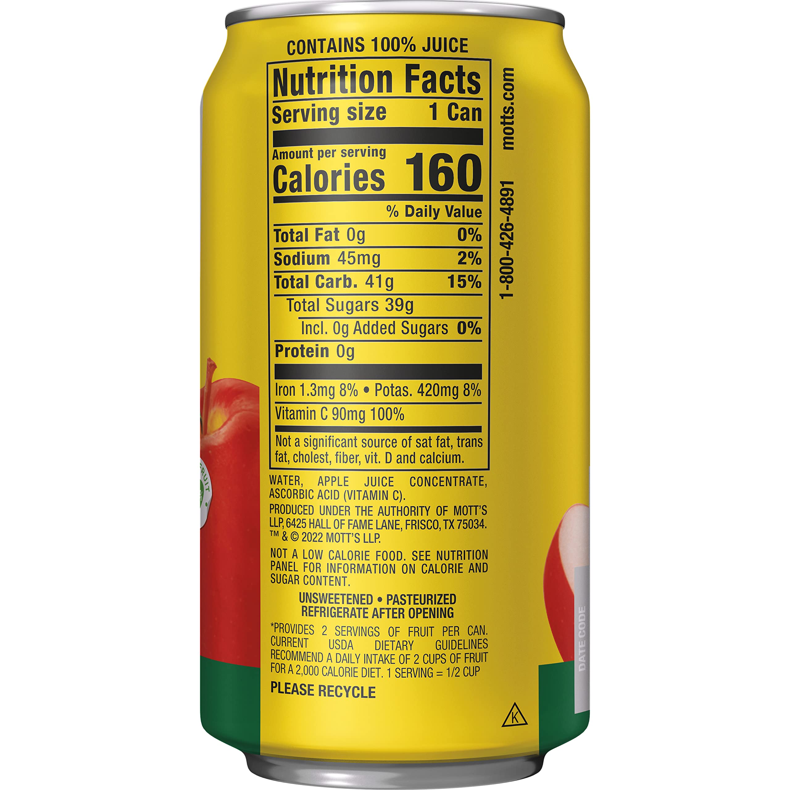 Mott's 100% Original Apple Juice, 11.5 fl oz can