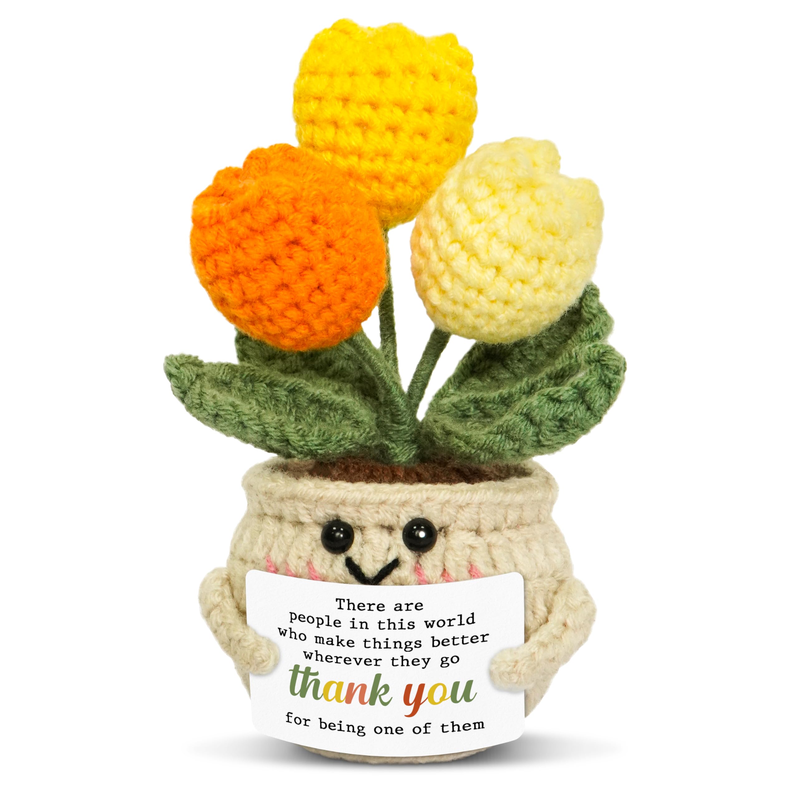OASSIE Thank You Gifts for Women - Mini Tulip Positive Emotional Support Crochet - Graduation End of Year Teacher Appreciation Gifts for Teachers Nurse Coworker Friend, Retirement Gift for Woman