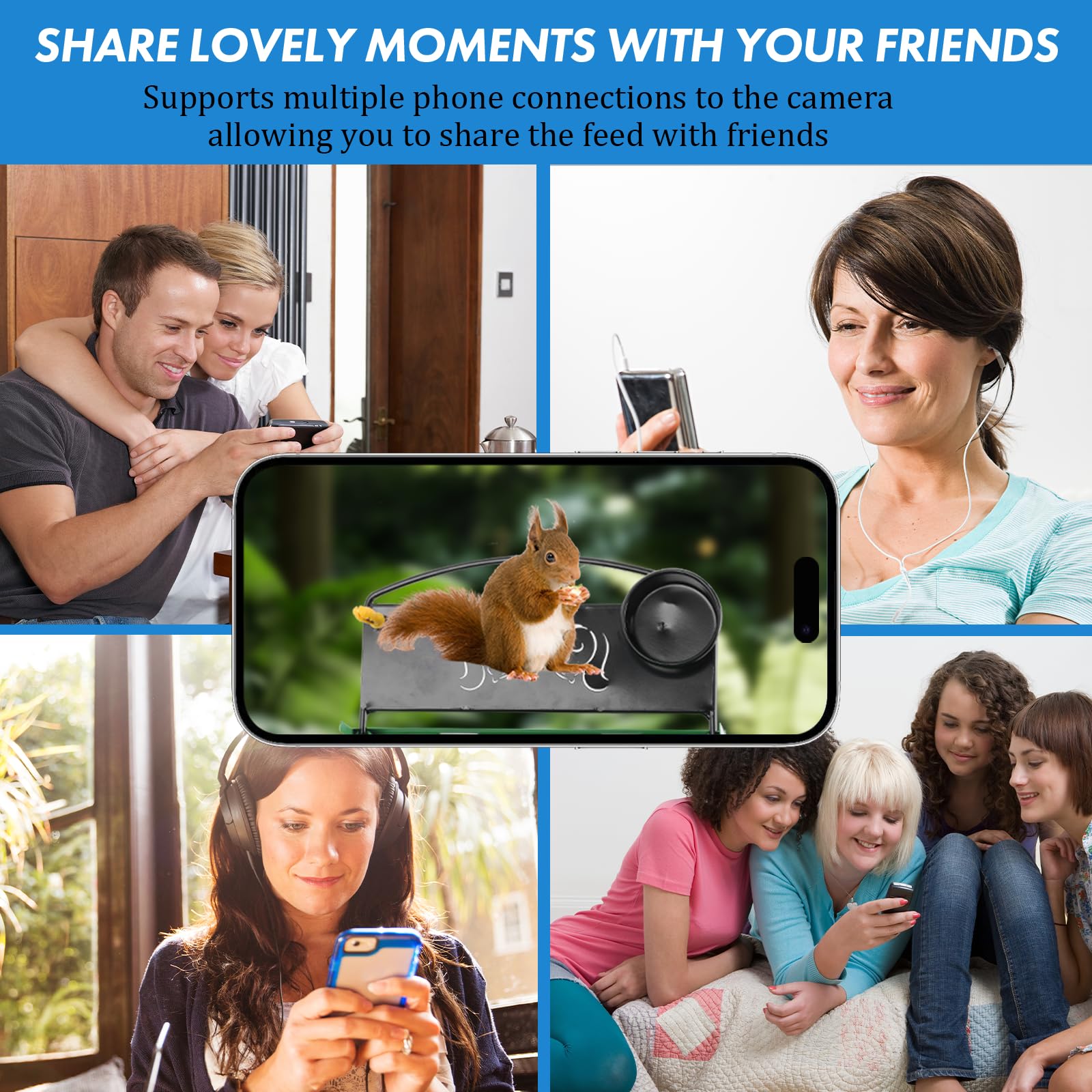 Squirrel Feeder with Camera Solar Powered,Metal Smart Squirrel Feeder Camera with Corn Cob Holder,Squirrel Houses for Outside,2K HD Live View,Ideal for Squirrel Lover