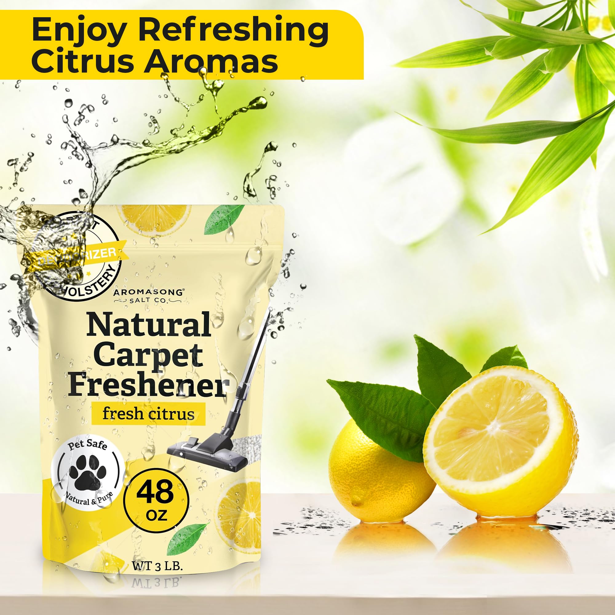 Aromasong Carpet Deodorizer Powder- 2-PACK - 100% Natural Citrus Carpet Freshener - Safe For Pets - Carpet Powder For Vacuuming - Effective Pet Odor Eliminator For Strong Odor & Pet Urine 13 Oz.