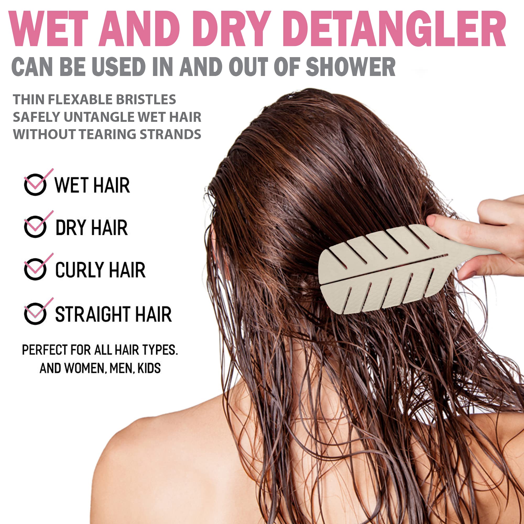 Detangler Brush by Fiora Naturals - 100% Bio-Friendly Detangling brush w/Ultra-Soft Bristles - Glide Through Tangles with Ease - For Curly, Straight, Black Natural, Women, Men, Kids - Dry and Wet Hair