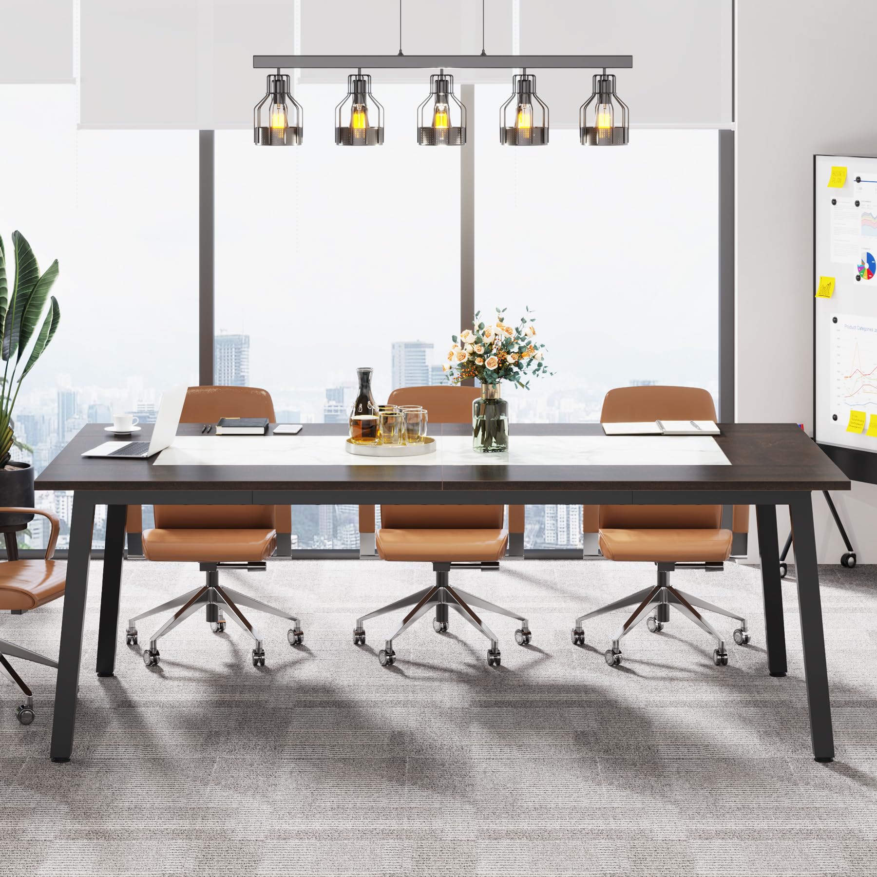 Tribesigns 6.56 FT Conference Table, 78.74-Inch Large Meeting Table for 8-10 People, Rectangle Office Conference Room Table, Business Seminar Table for Office Meeting Conference Room