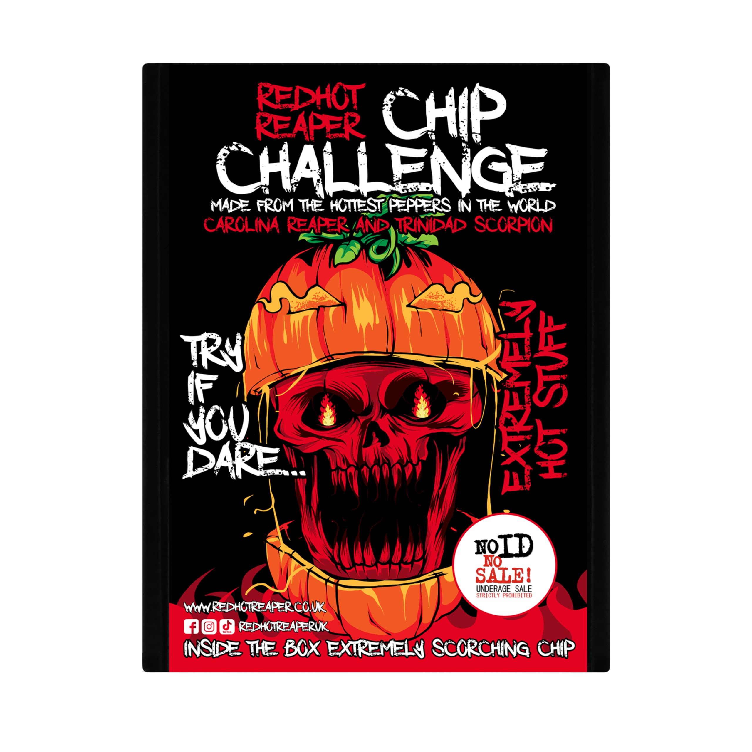 Red Hot Reaper – 1x Chip Challenge Hottest Snack – Halloween Carolina Reaper Spicy Challenge - Stupidly Spicy Hot Chip