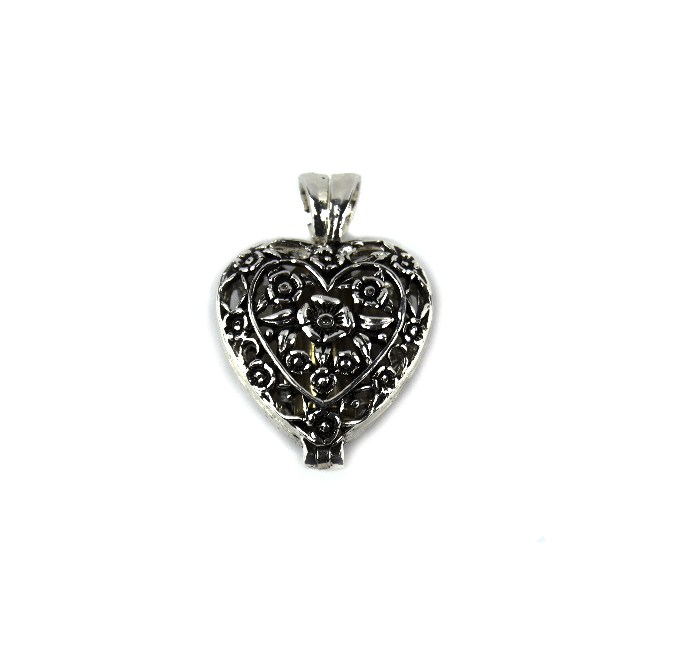 Always in My Heart Memorial Urn Locket-Filigree Pewter Tone,Silver