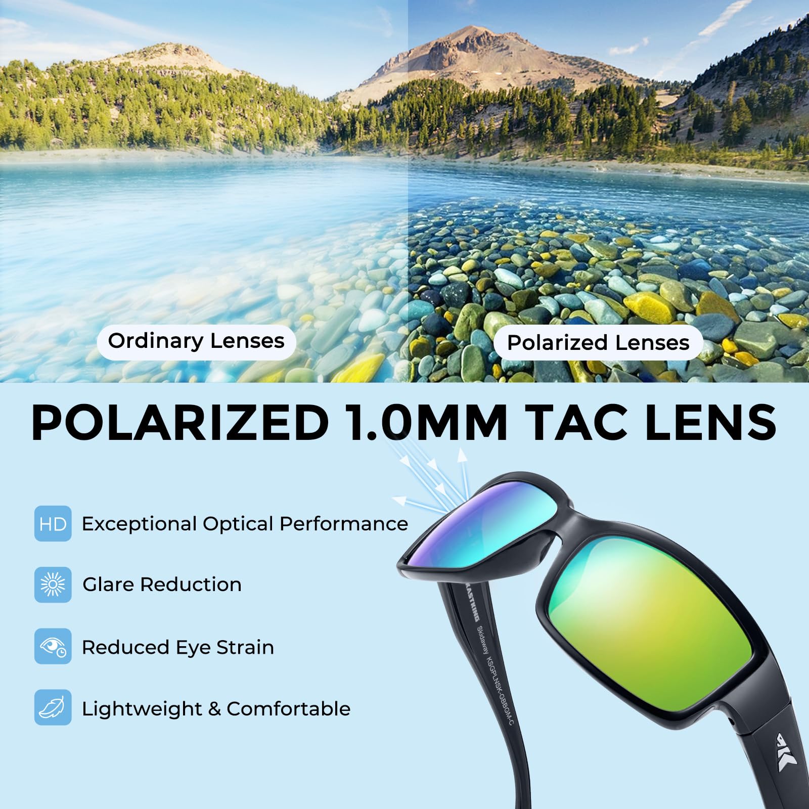 KastKing Skidaway Polarized Sport Sunglasses for Men and Women,Ideal for Driving Fishing Cycling and Running,UV Protection