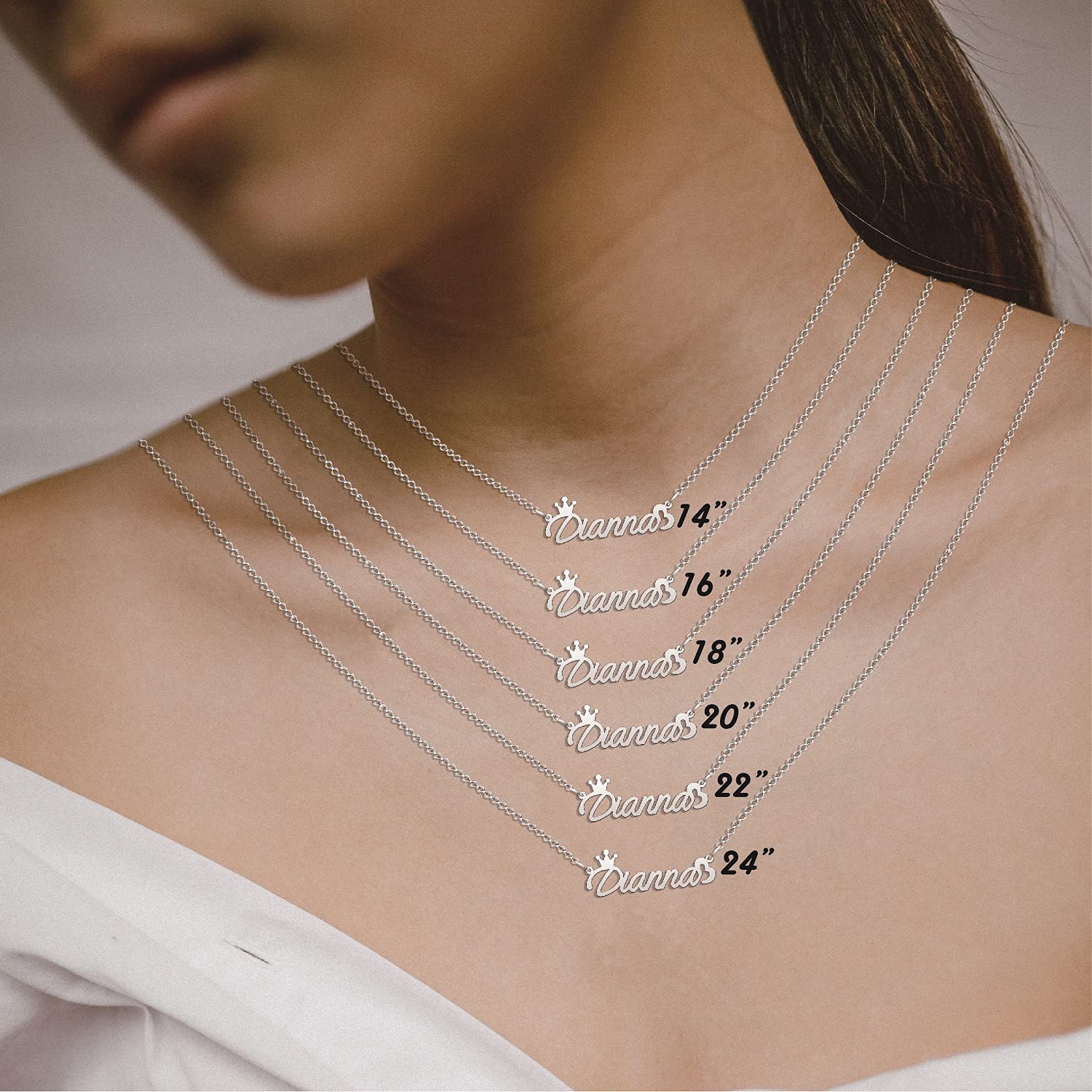 Q&Locket Personalized Custom Name Necklace Script Initial Nameplate Necklaces for Womens