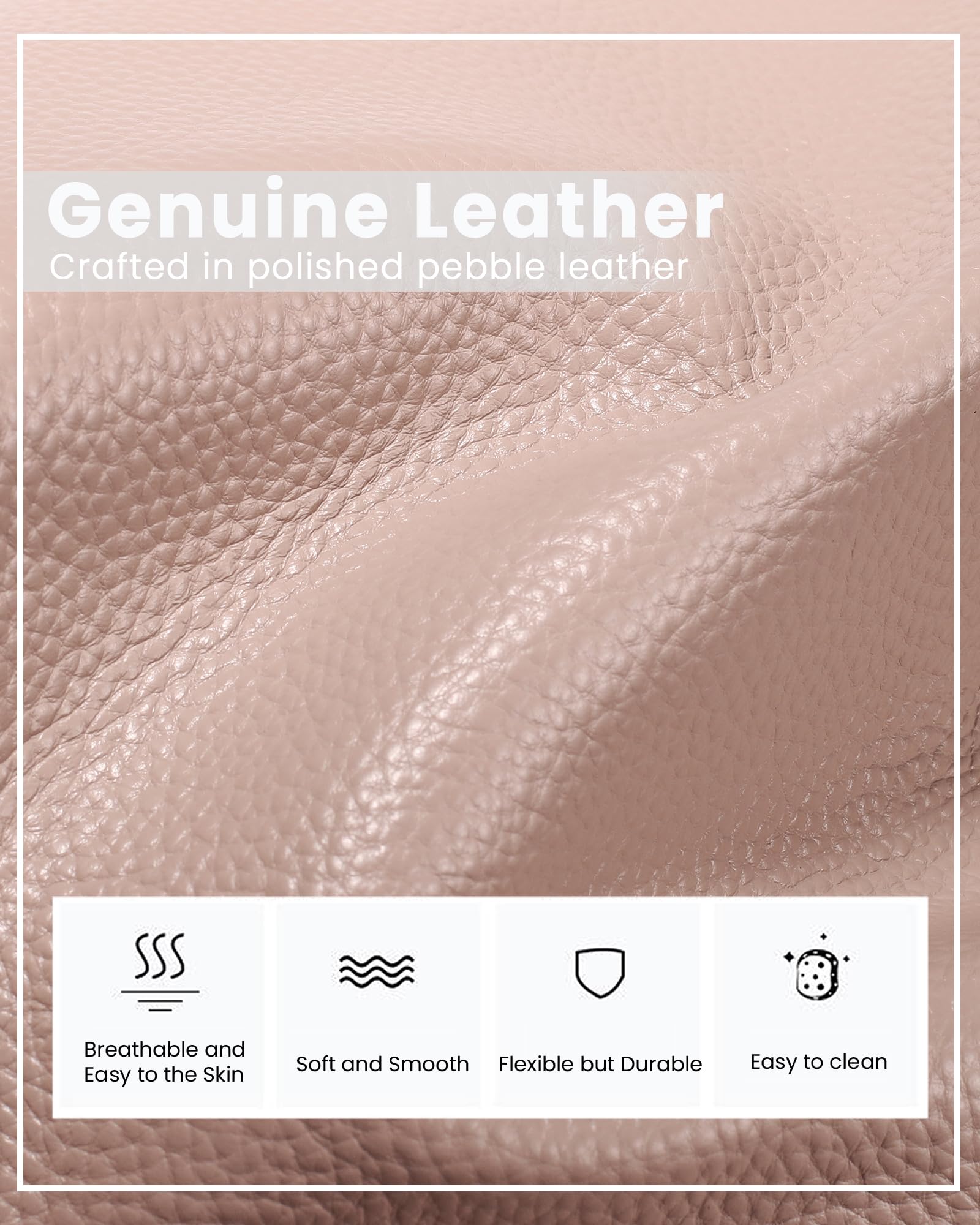 befen Small Genuine Leather Women Designer Crossbody Purses, Cross Body Bags Lightweight with Adjustable Shoulder Strap and RFID Blocking - Light Pink