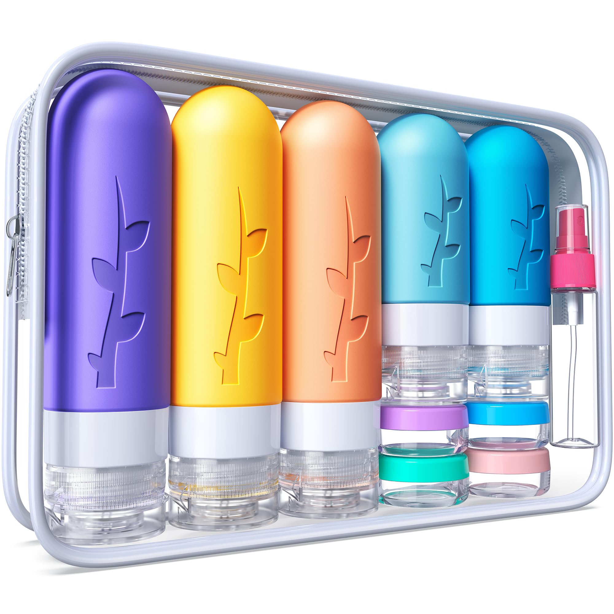19 Pack travel Bottles for Toiletries, Silicone TSA Approved Travel Size Containers for toiletries Leak Proof Refillable Travel Essentials for Shampoo Conditioner Lotion toiletry bottles