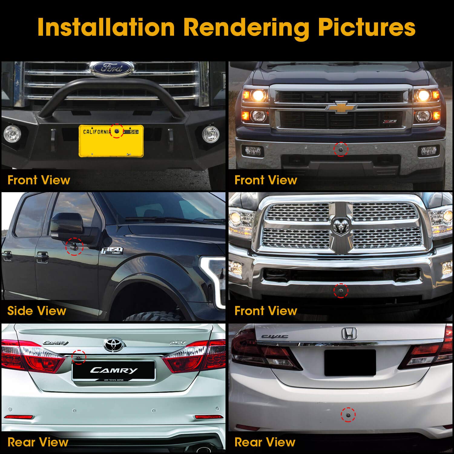 NATIKA Backup/Front/Side View Camera: No Distortion Effect Starlight Night Vision HD Metal Flush or Surface Mount CVBS | AHD Reverse Rear View Backup Camera for Cars Pickup Trucks SUVs RVs Vans
