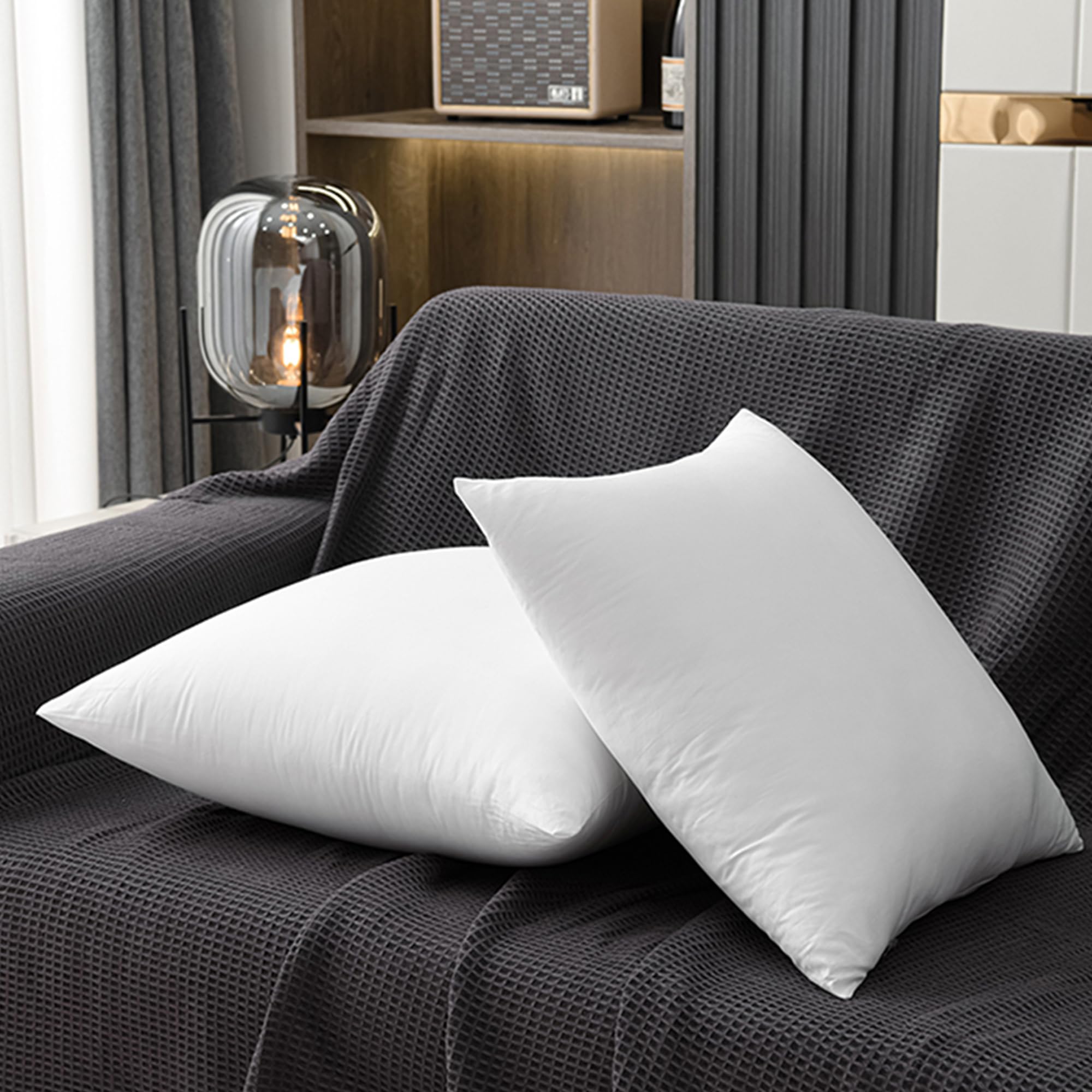 GagetElec Throw Pillows Insert,Bed and Couch Pillows,Indoor Decorative White Square Pillows,Premium Pillows for Bed,Couch and Cushion (2 Pack, 16" X 16")