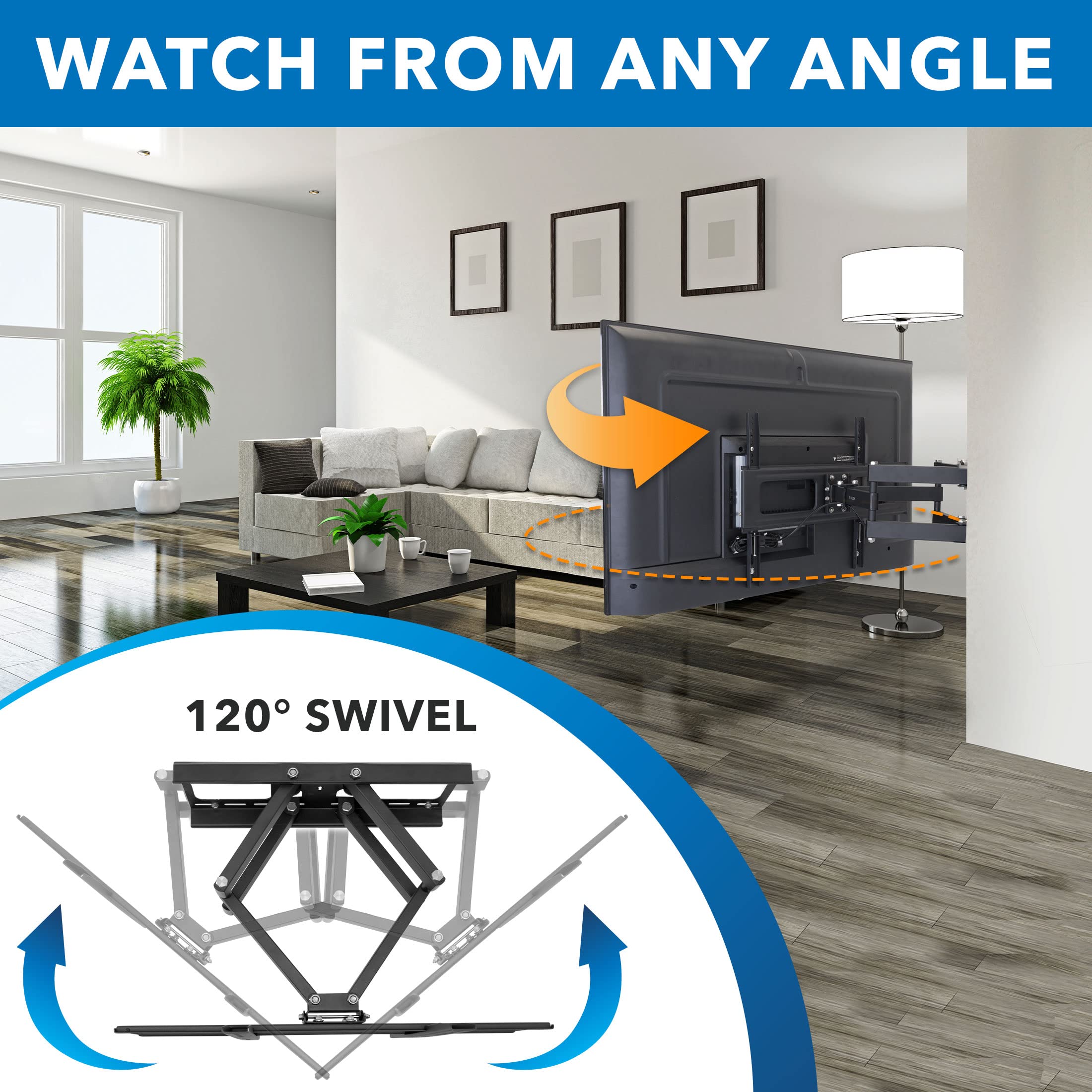 Mount-It! Outdoor TV Mount Weatherproof, Anti-Rust Anti-Corrosion Outside TV Bracket for Patio, Gazebo and Exterior, Fits 37-80", Heavy Duty Dual Full Motion Arms, VESA Up to 600x400mm, 110 Lbs Limit