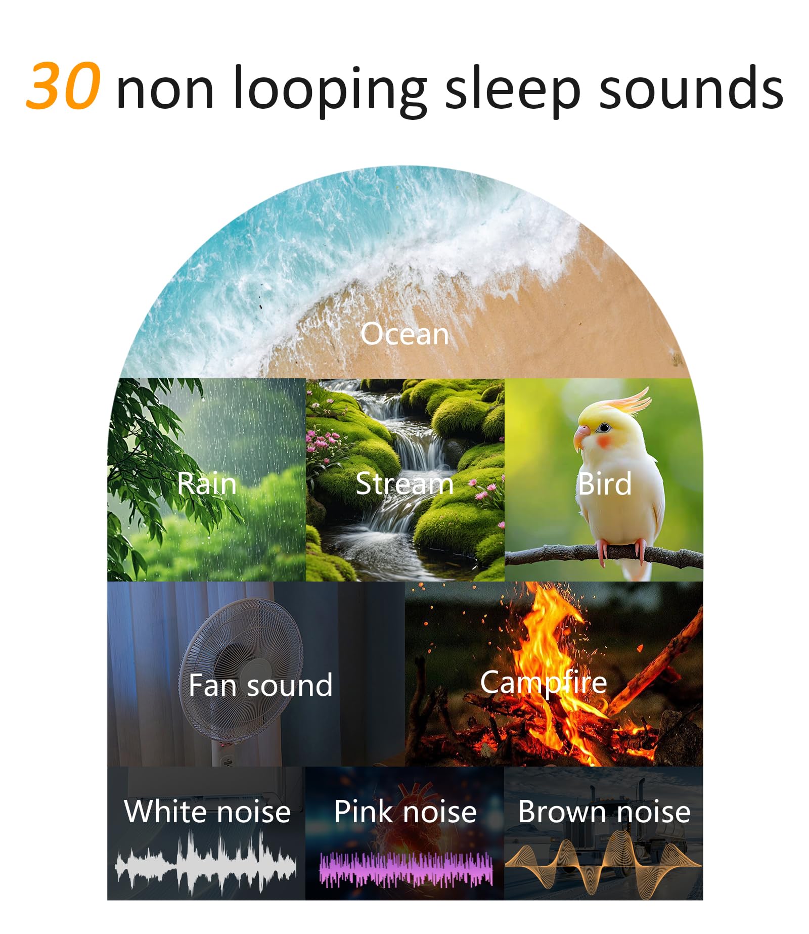 Wkzay White Noise Sound Machine: 30 Soothing Sounds, Sunrise Alarm Clock for Adults Gentle Wake Up, Adjustable Volume & Night Light, Timer - Easy to Sleep, Relax, Focus