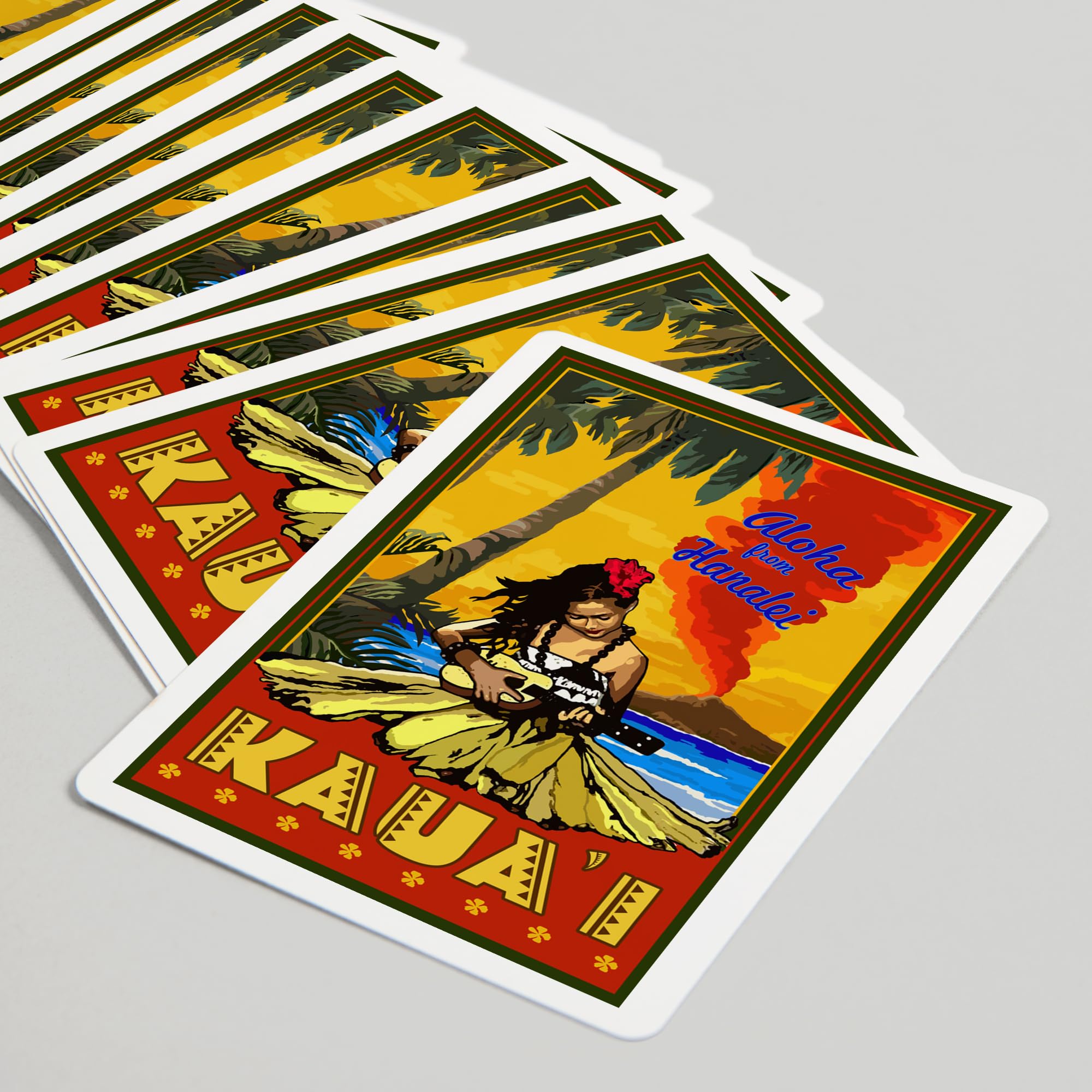 Lantern Press Kauai, Hawaii, Aloha from Hanalei, Hula Girl and Ukulele (52 Playing Cards, Poker Size Card Deck with Jokers)