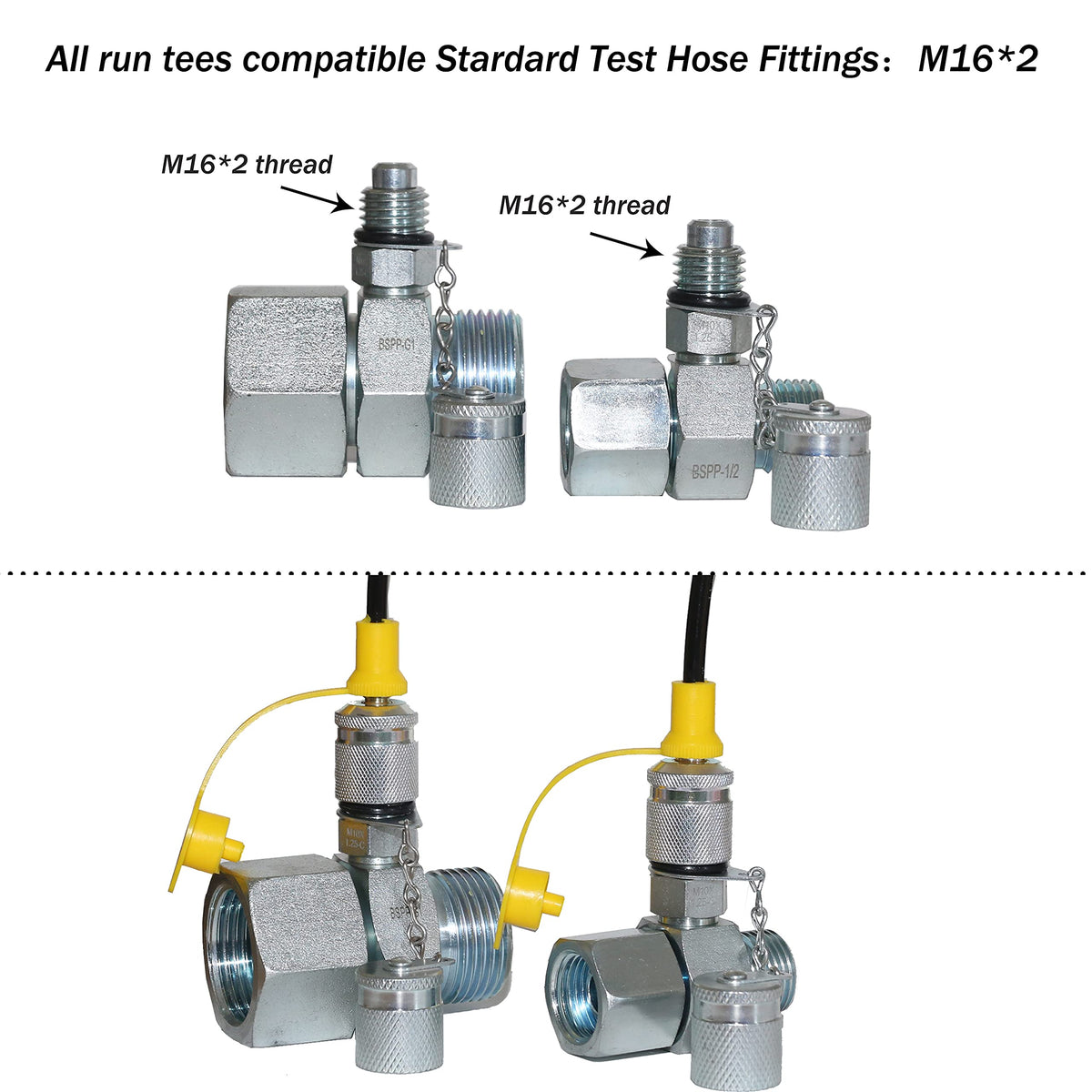 XZT 70DC Hydraulic Pressure Test Coupling Kit,Pressure gauges Set,Test Hose,BSPP ORFS JIC Hydraulic Swivel Run tees Set Repair Tools for Most Excavator Construction Machinery