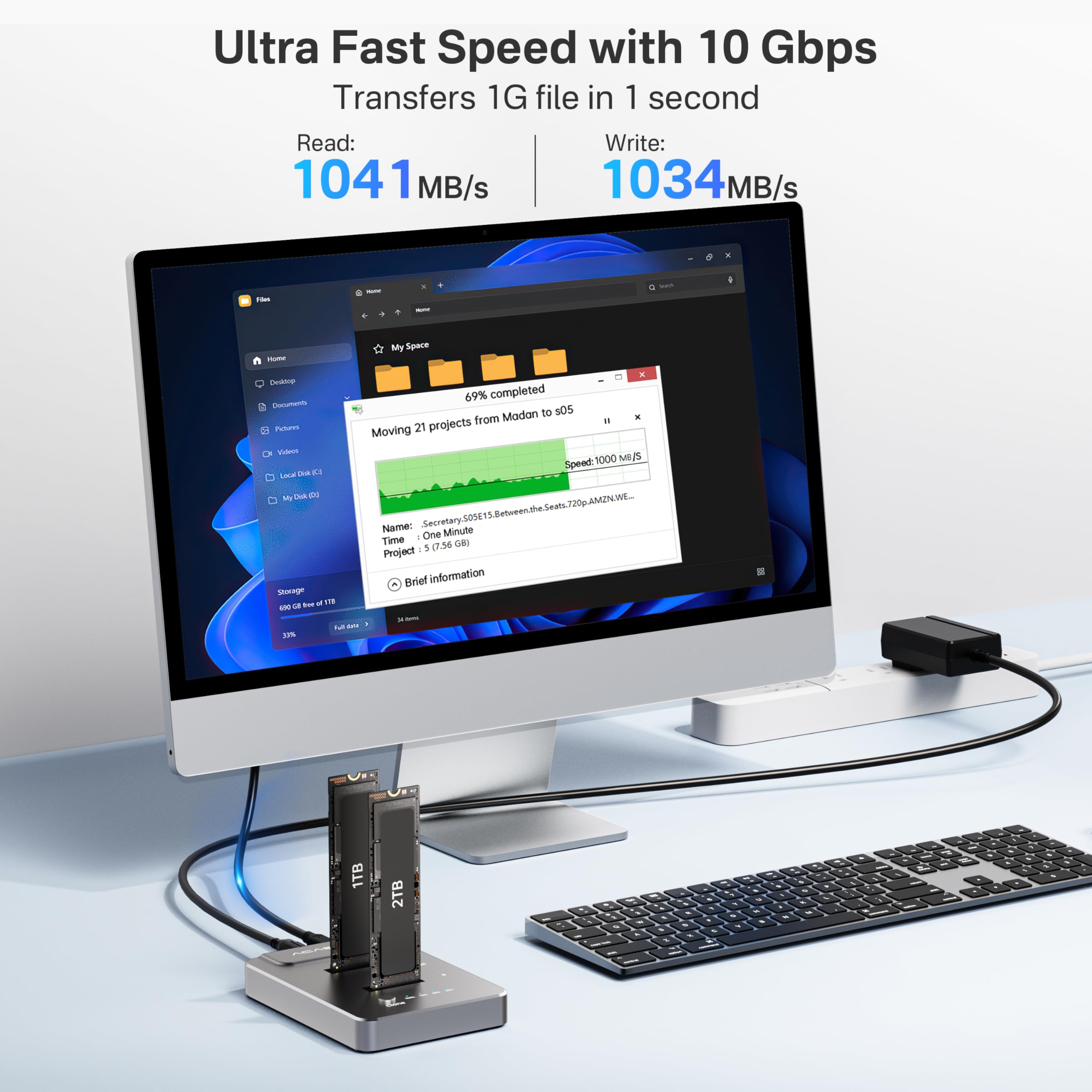 ACASIS NVMe M.2 Duplicator Dual-Bay Offline Clone USB C to NVME Docking Station for M2 SSD M Key Hard Drives Enclosure (M03) (M03)
