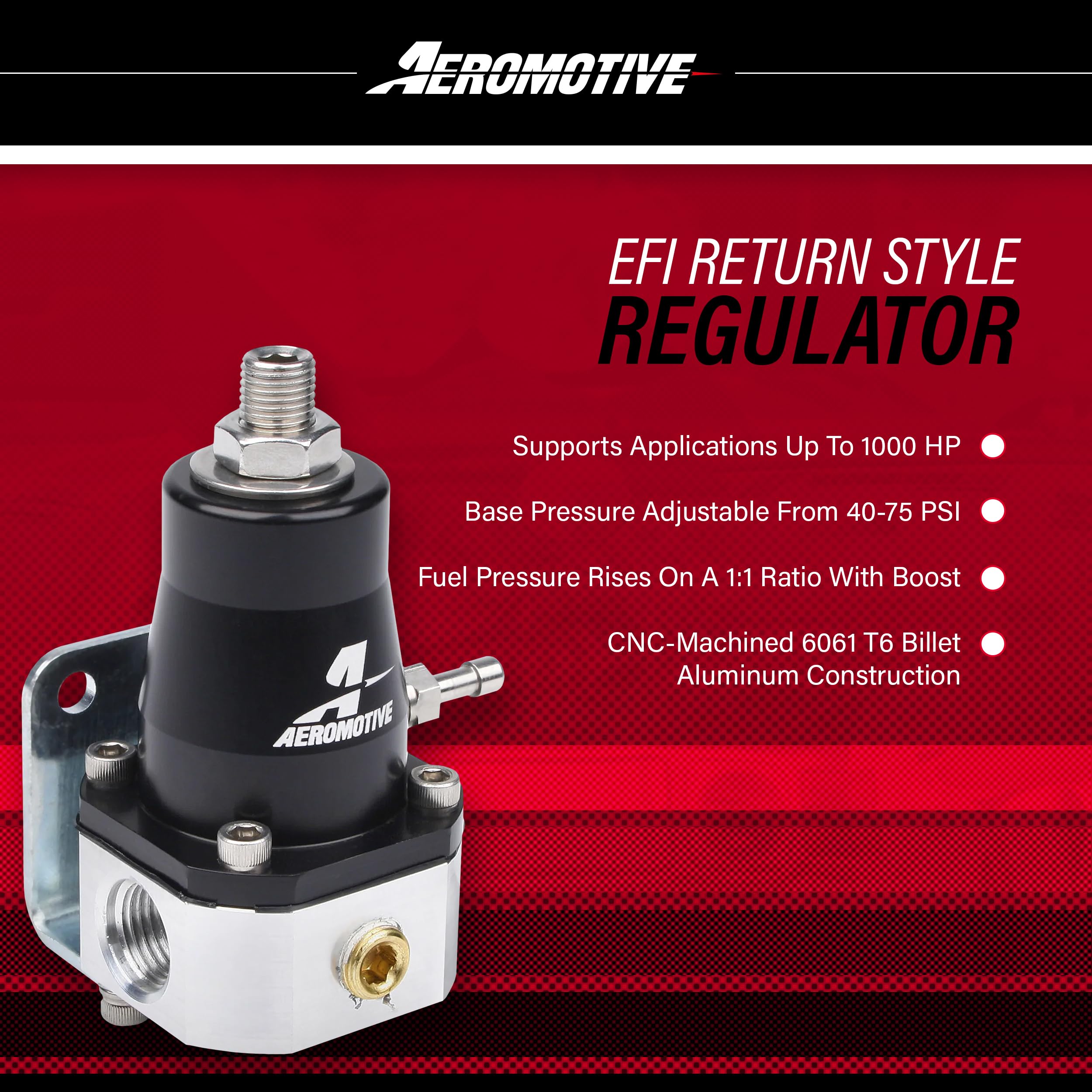 Aeromotive 13129 Regulator, EFI Bypass, Adjustable (2) -6 inlets, (1) -6 bypass