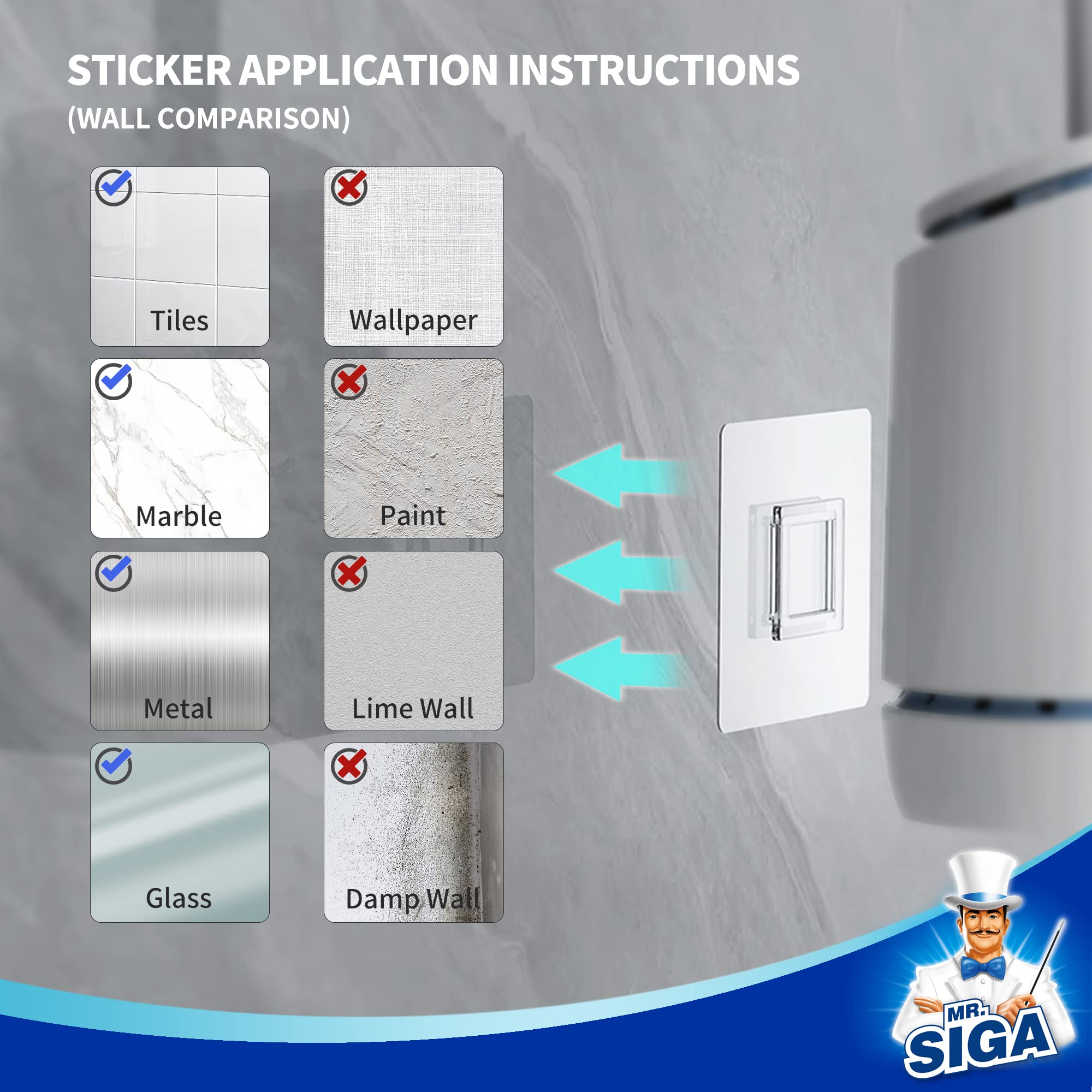 MR.SIGA Toilet Bowl Brush and Holder, Durable and Flexible Bristles, Wall Mounted Toilet Brush for Bathroom Cleaning, White, 1 Pack