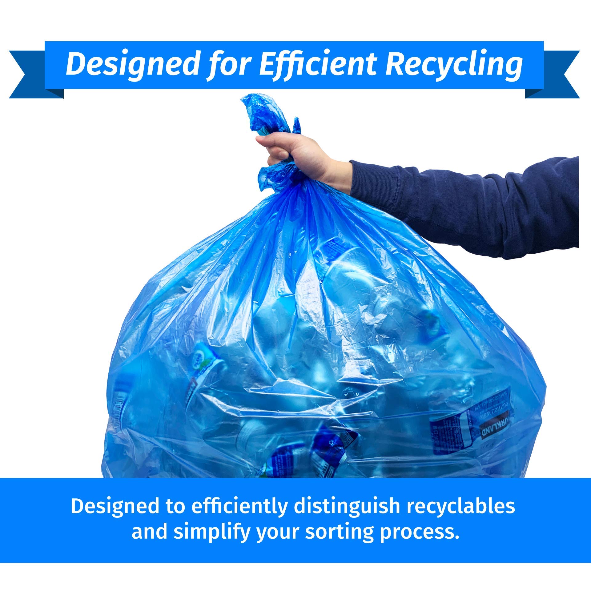 Reli. SuperValue 16-25 Gallon Recycling Bags | 120 Count | Blue Trash Bags