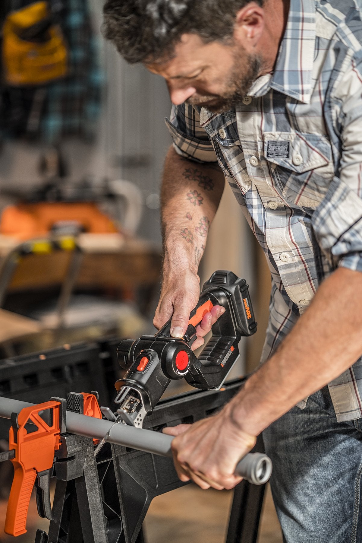 Worx WX550L.9 20V Power Share Axis Cordless Reciprocating & Jig Saw (Tool Only)