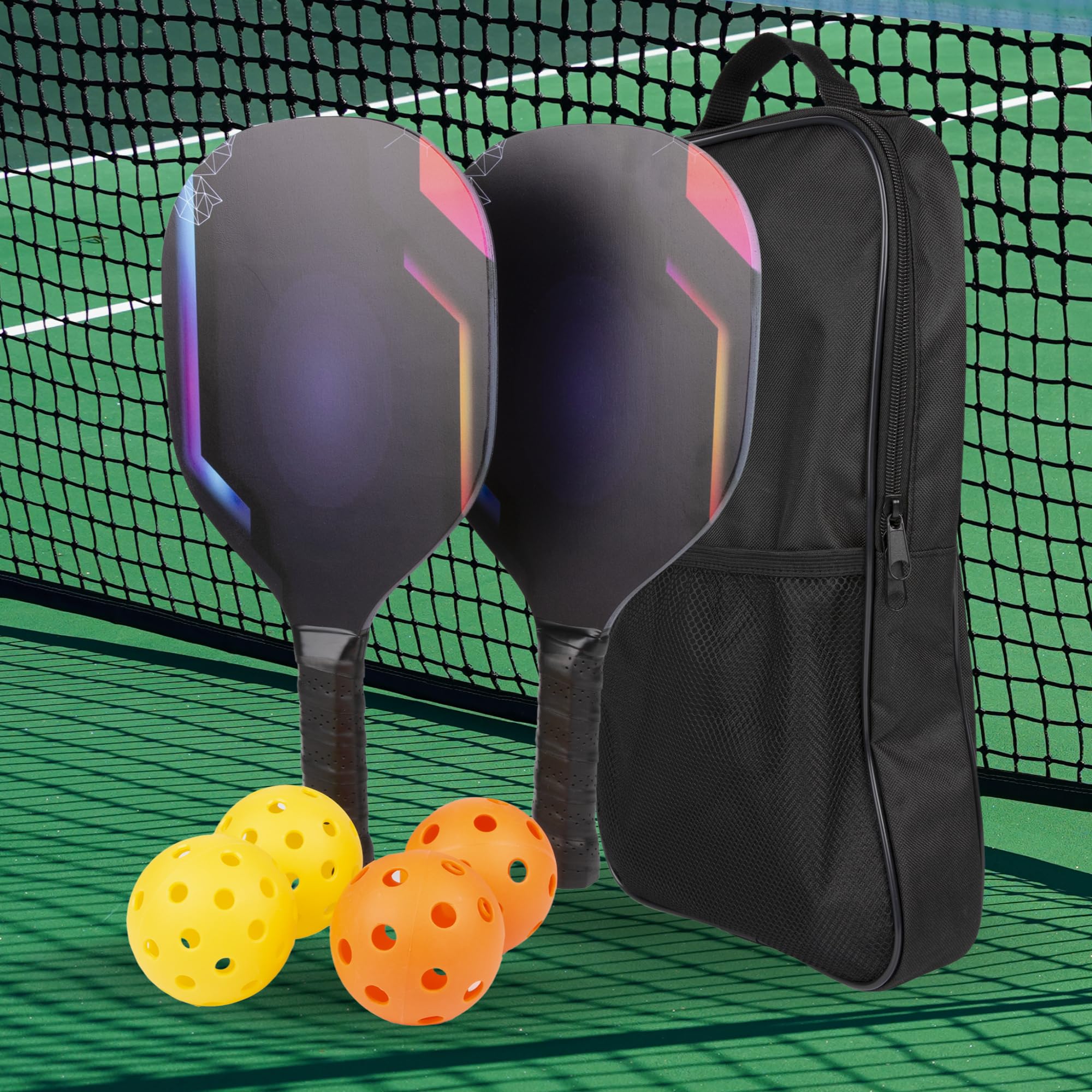 PIXIDU Pickleball Paddles Set of 2 - Pickleball Sets with Bag Pickleball Rackets Pickle-Ball Equipment Complete 2 Rackets and 4 Balls for Adults and Kids