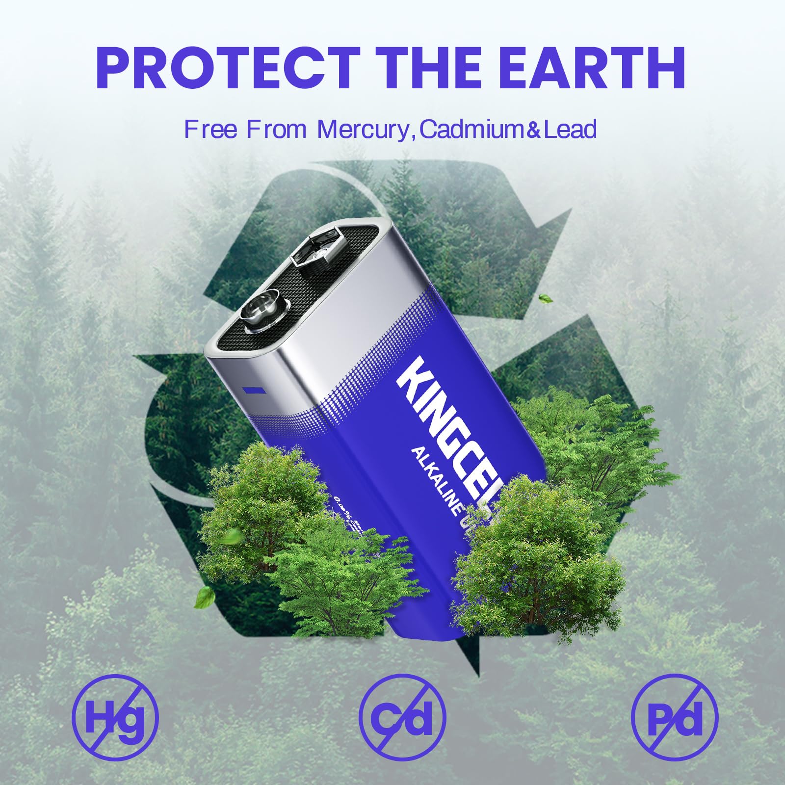 KINGCELL 9V Batteries 4 Pack, Alkaline Hight Performance 9 Volt Battery with 10-Year Shelf Life,Long-Lasting Power 9v Battery for Smoke Detector and Household、Office Devices