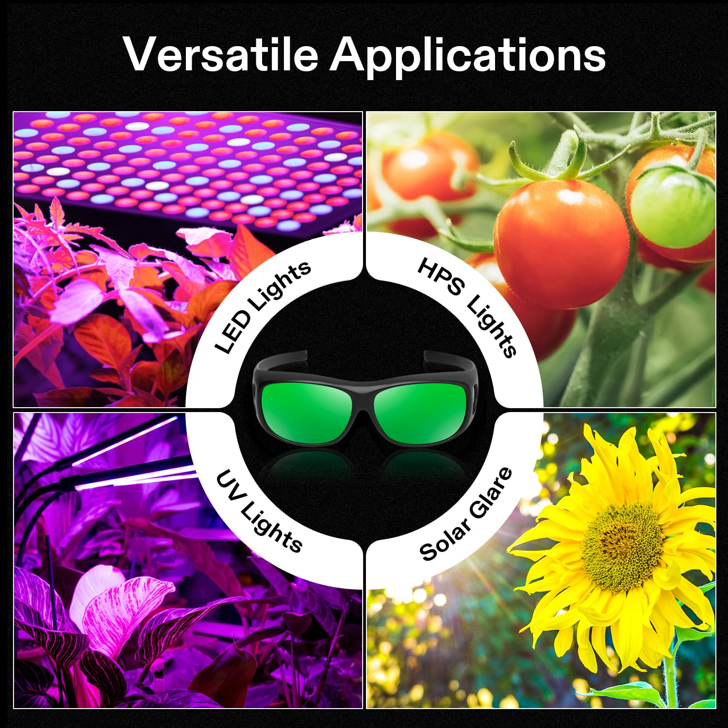 VIVOSUN 2-Pack Indoor Hydroponics LED Grow Room Glasses with Glasses Case