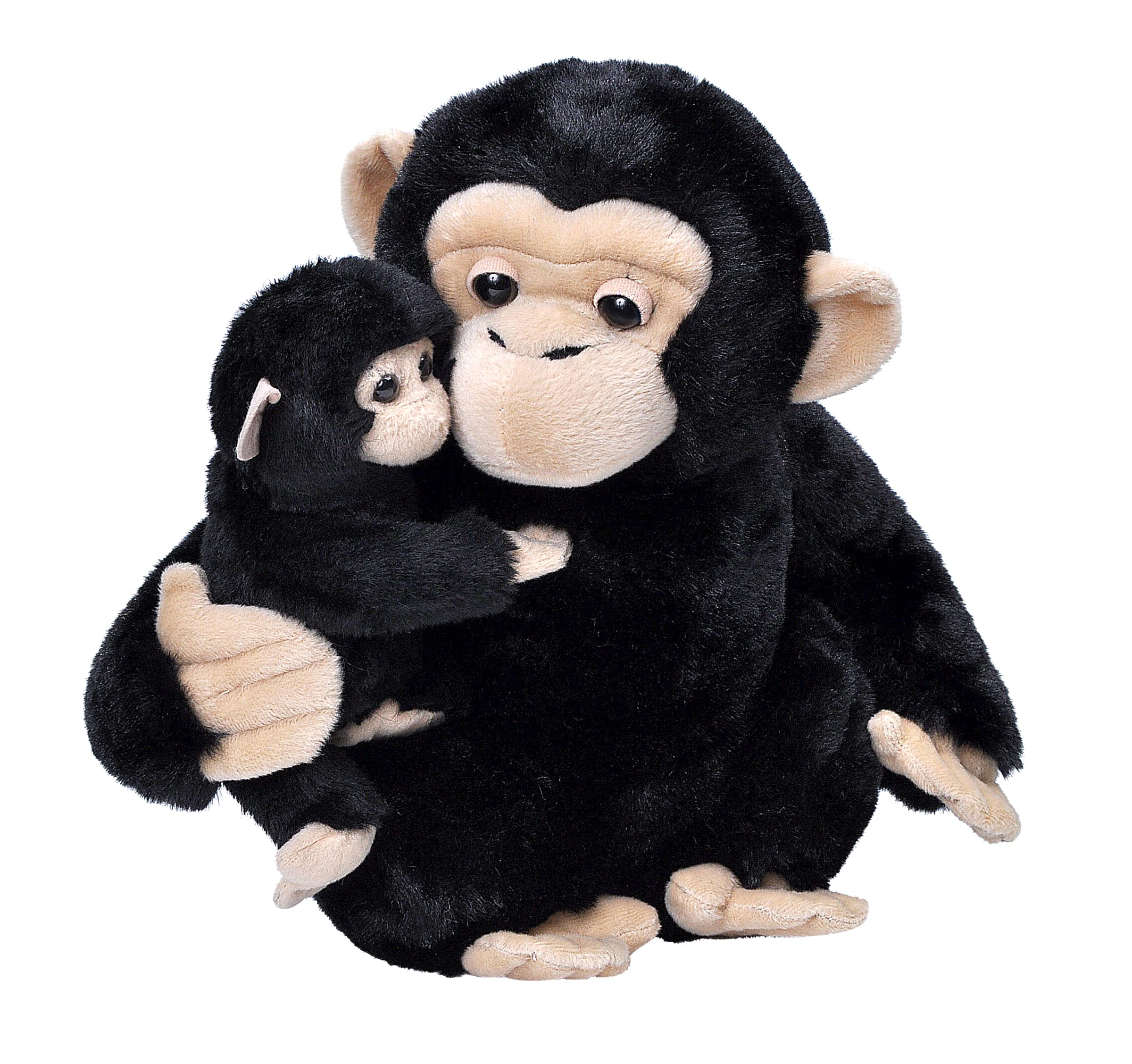 Wild Republic Mom and Baby Chimpanzee, Stuffed Animal, 12 inches, Gift for Kids, Plush Toy, Fill is Spun Recycled Water Bottles