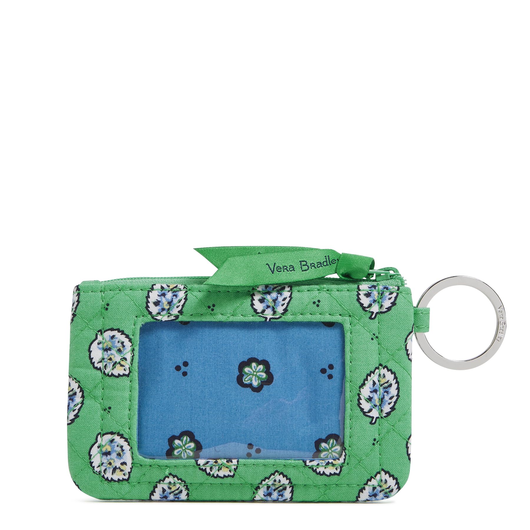Vera Bradley Cotton Zip Id Case Wallet, Garden Green Leaf