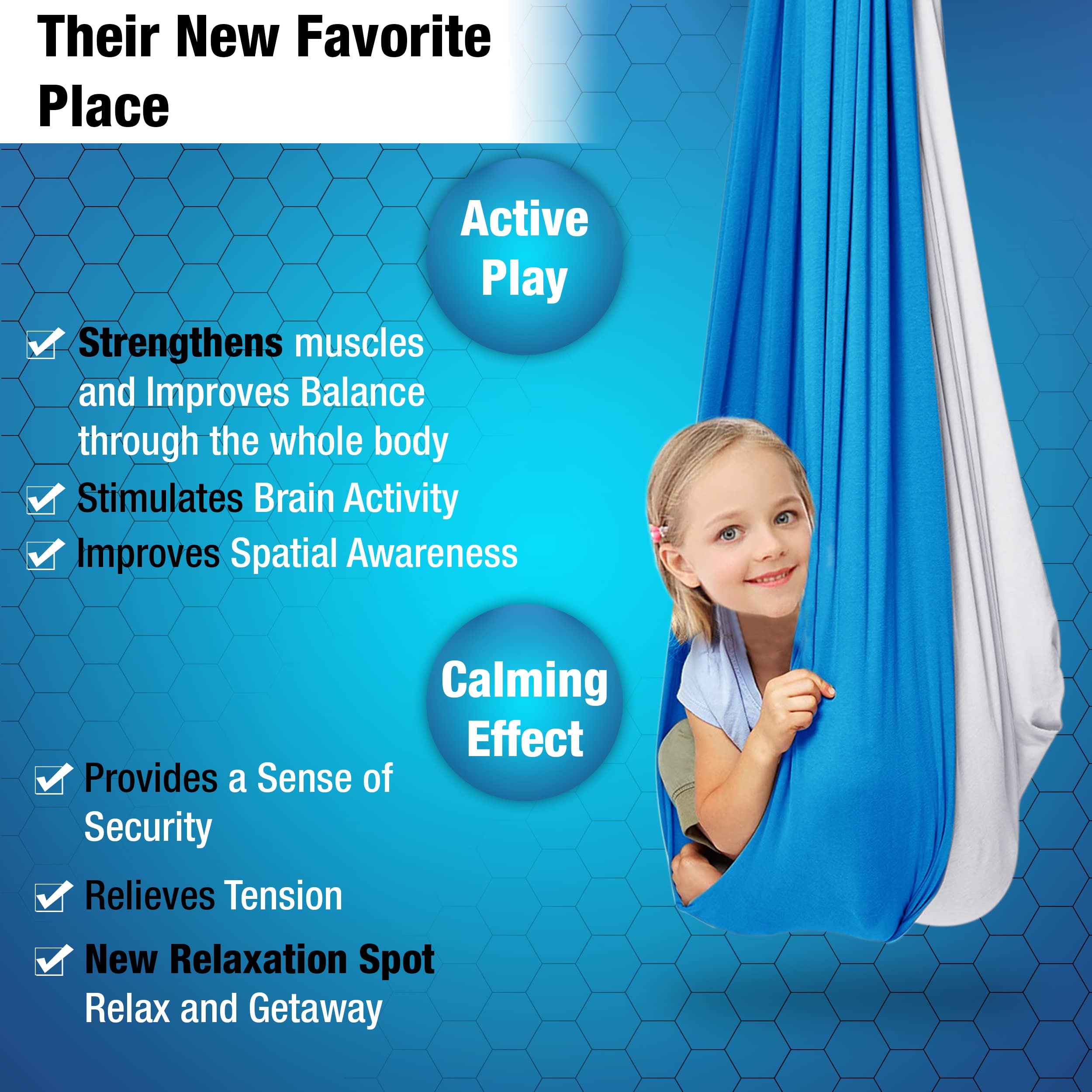 MINGLEWOOD Sensory Swing for Kids – Indoor Swing Set with 360° Swivel Hanger – Cozy & Calming Hammock for Autism, Anxiety, ADHD & Sensory Disorders